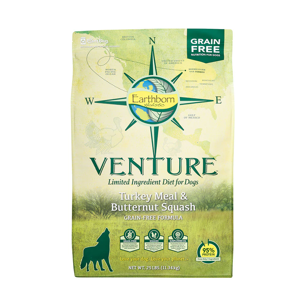 Earthborn Holistic® Venture™ Turkey Meal & Butternut Squash Grain FreeFormula Dog Food 25 Lbs