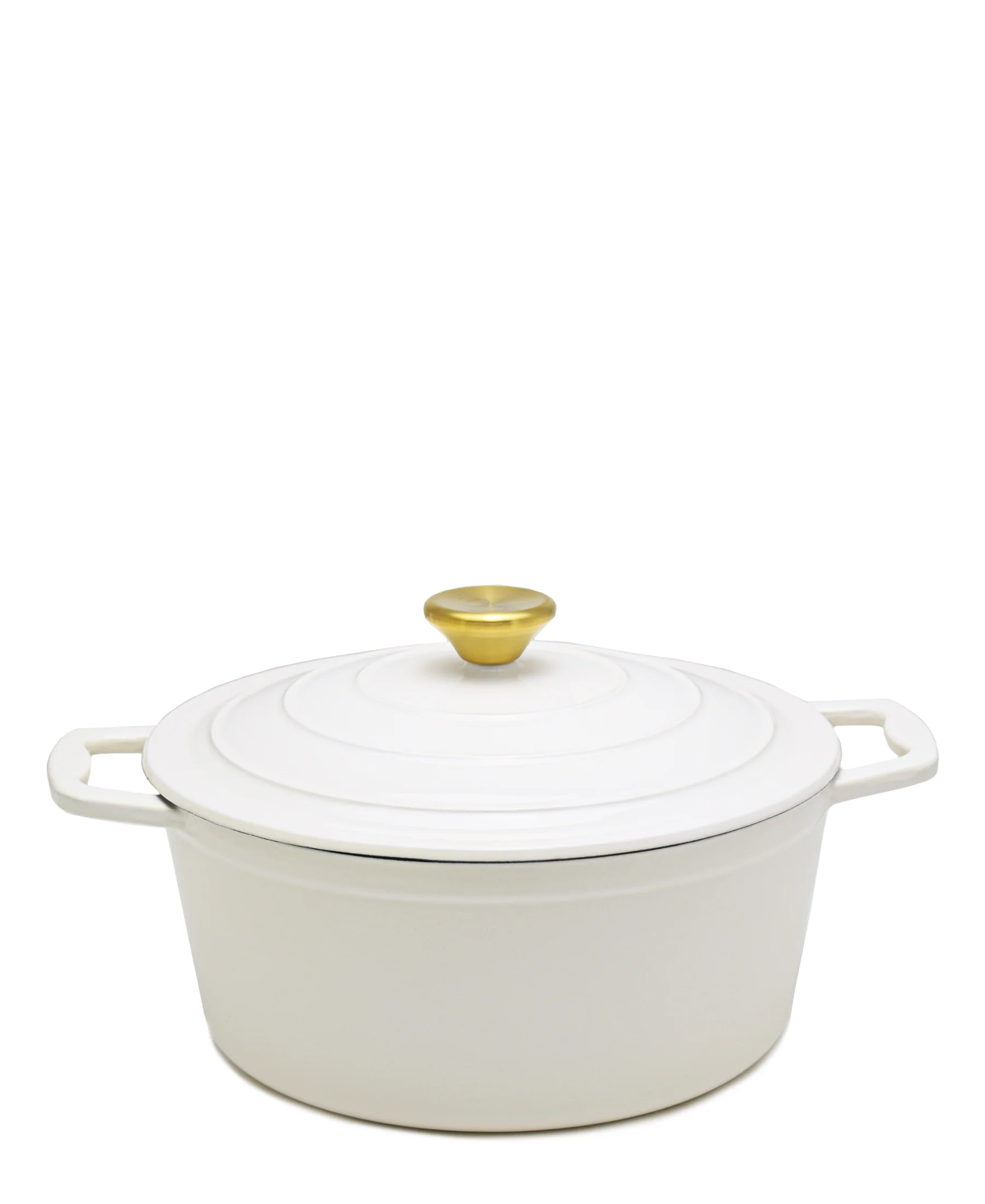 Aqua Enamel Cast Iron Casserole 4,8Litre - White with Gold Lid