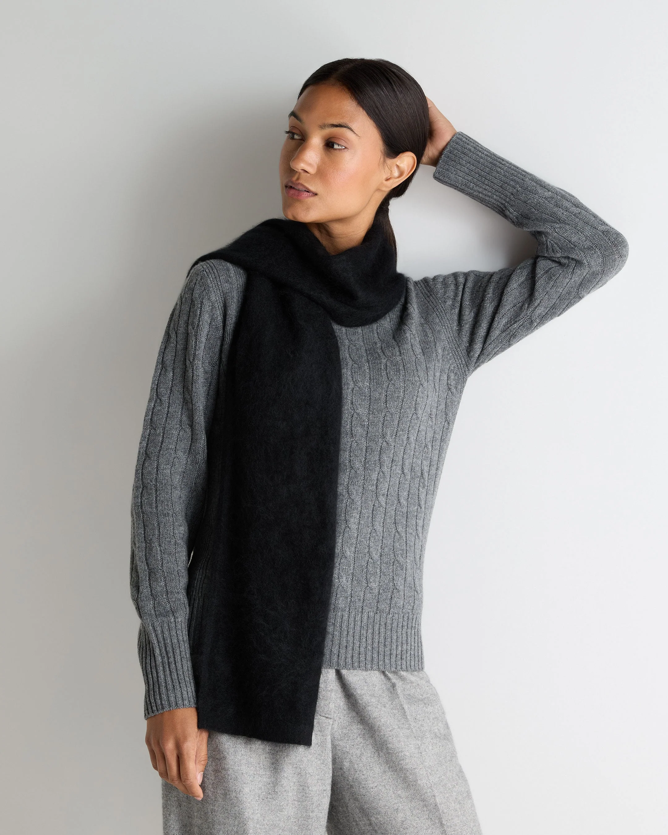 Women's Brushed Cashmere Scarf Black