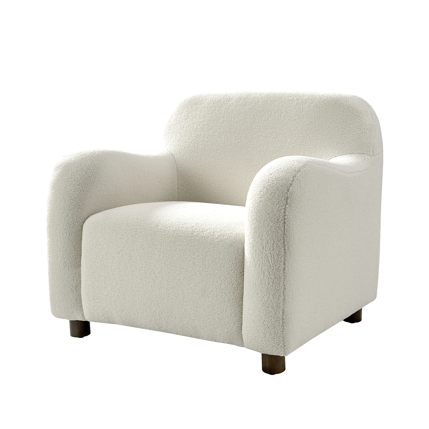 Bernie Boucle Upholstered Armchair in Ivory