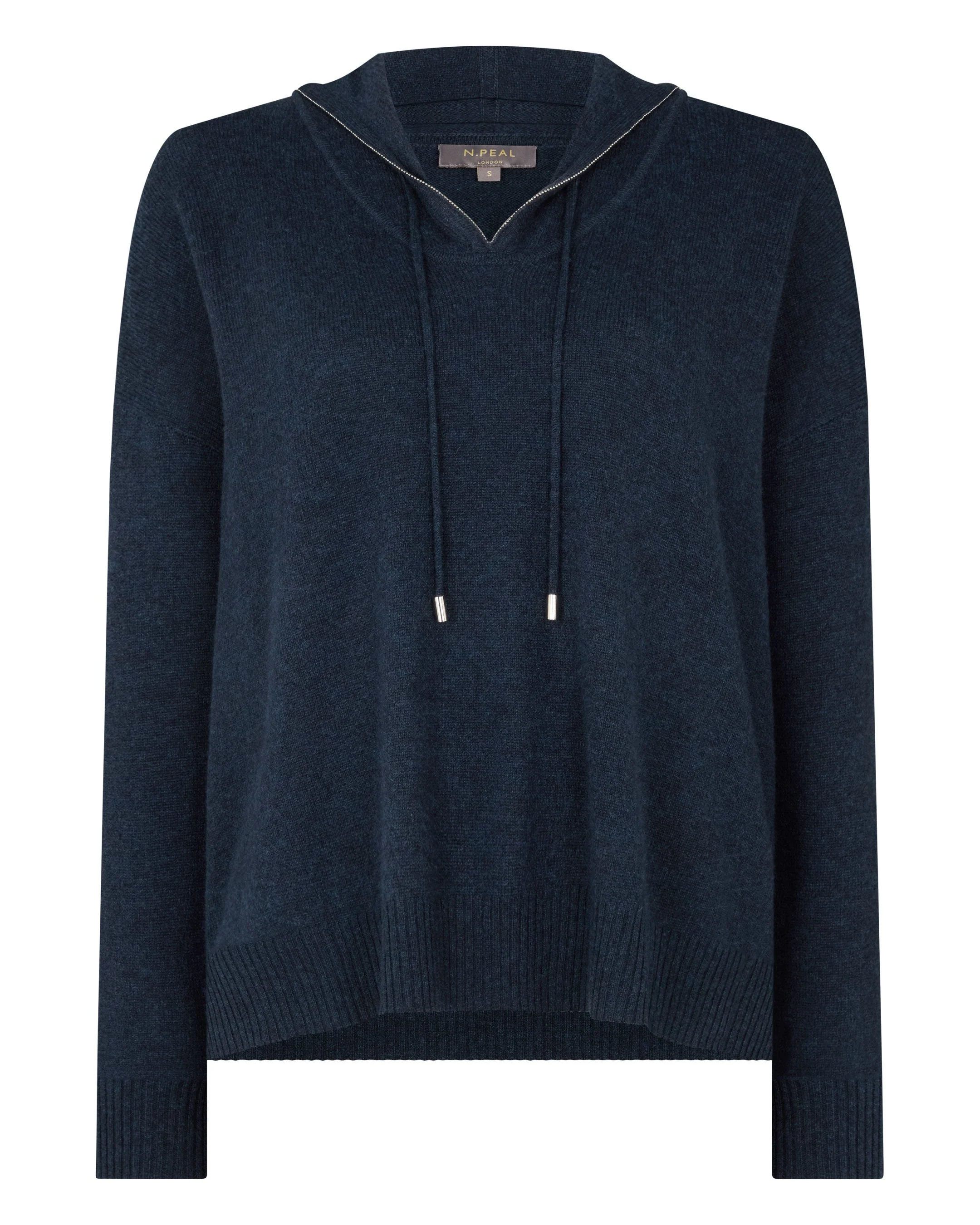 Women's Maya Metal Trim Cashmere Hoodie Indigo Blue