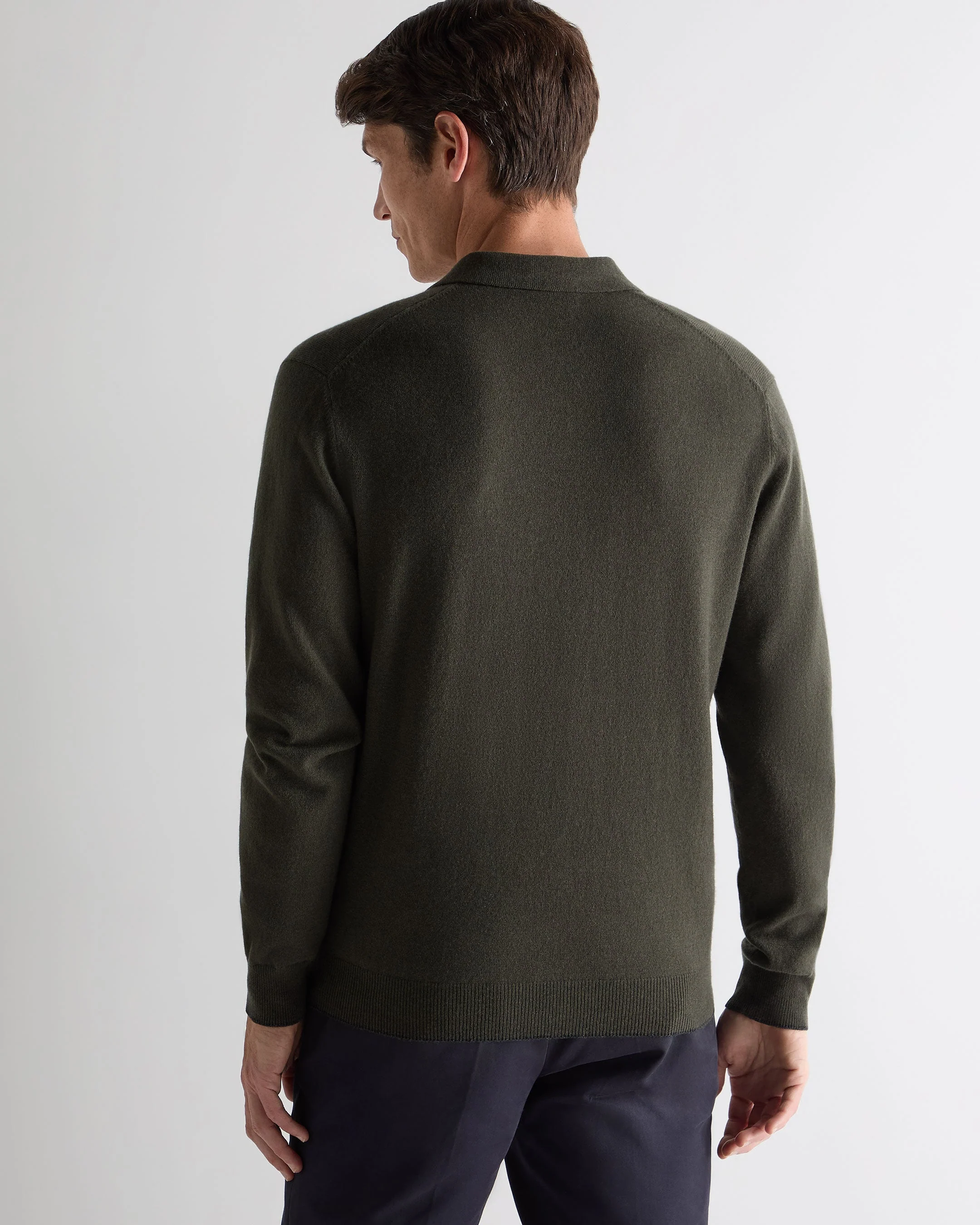 Men's Sloane Cashmere Polo Arabica Khaki Green