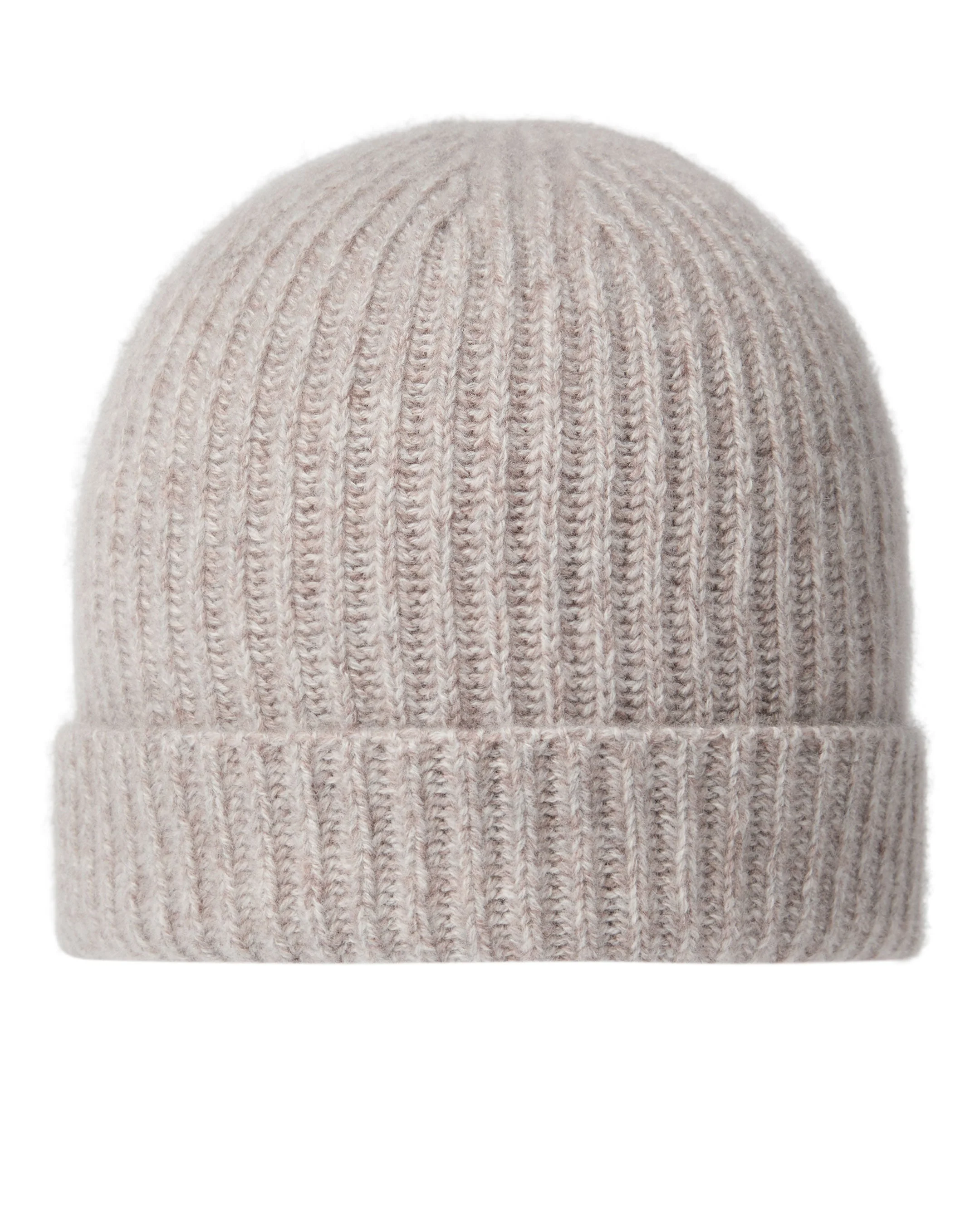 Unisex Ribbed Cashmere Hat Basilica Beige Brown Marl