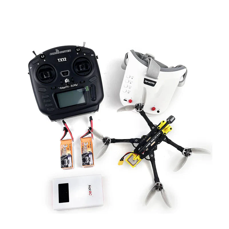 DarwinFPV FoldApe4 3S 4-Inch Folding Analog FPV Long Range Drone RTF Kit with TX12 Controller & Goggles