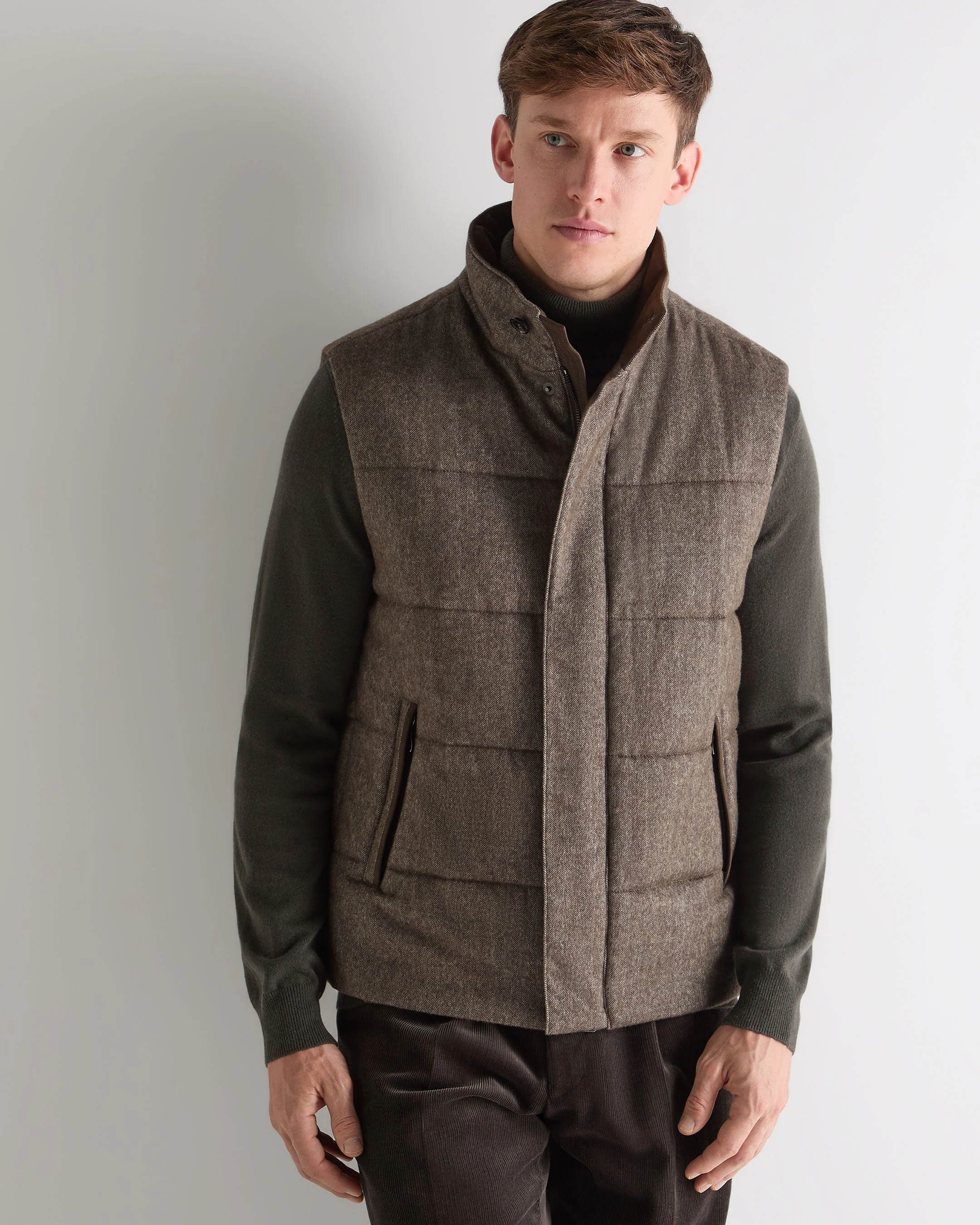 Men's Vancouver Herringbone Gilet Brown