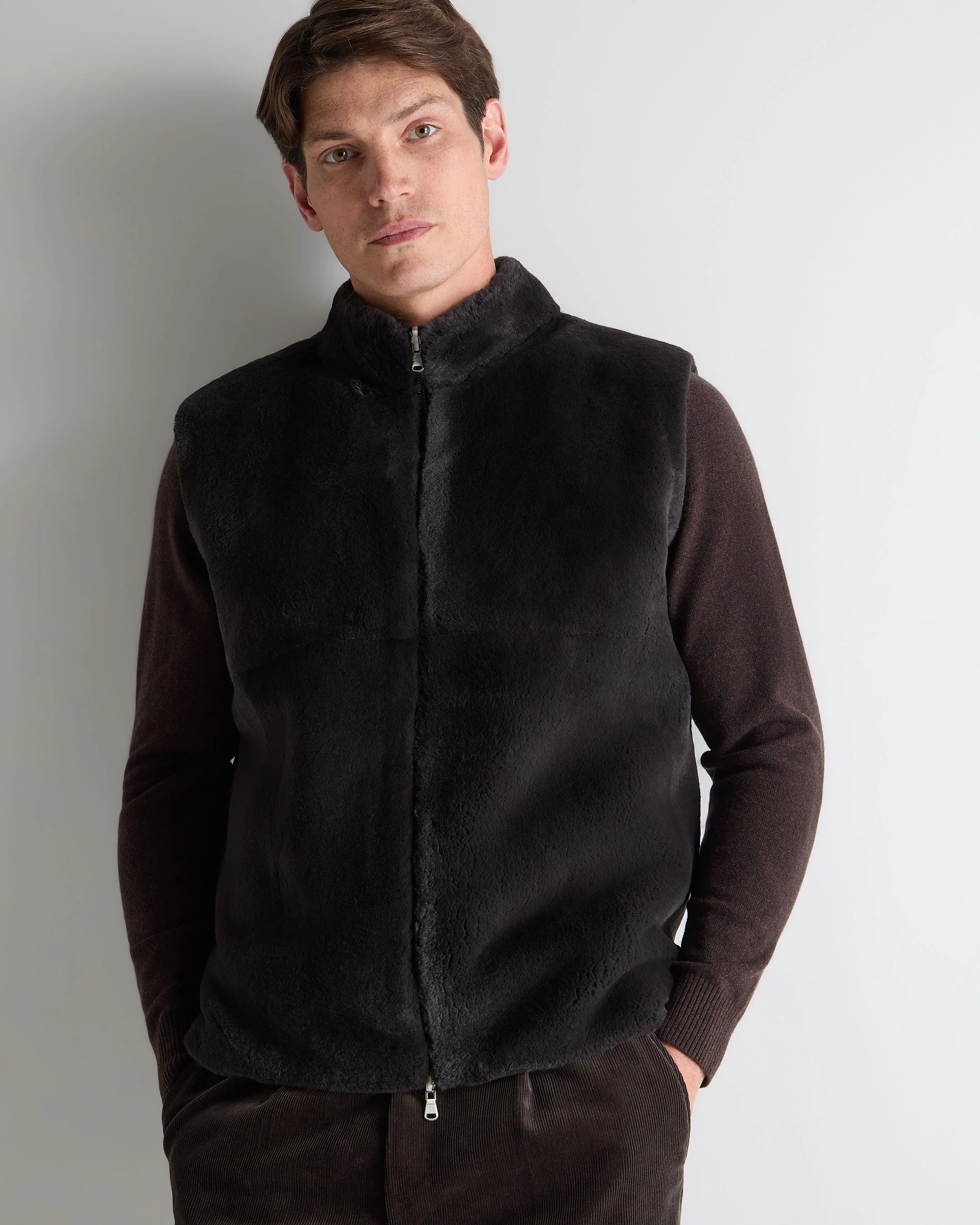 Men's Shaftesbury Reversible Cashmere Gilet Navy Blue