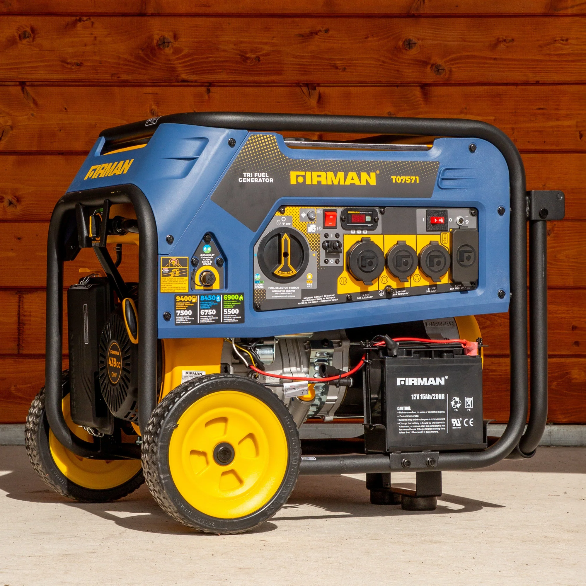 Tri Fuel 7500W Portable Generator Electric Start 120/240V