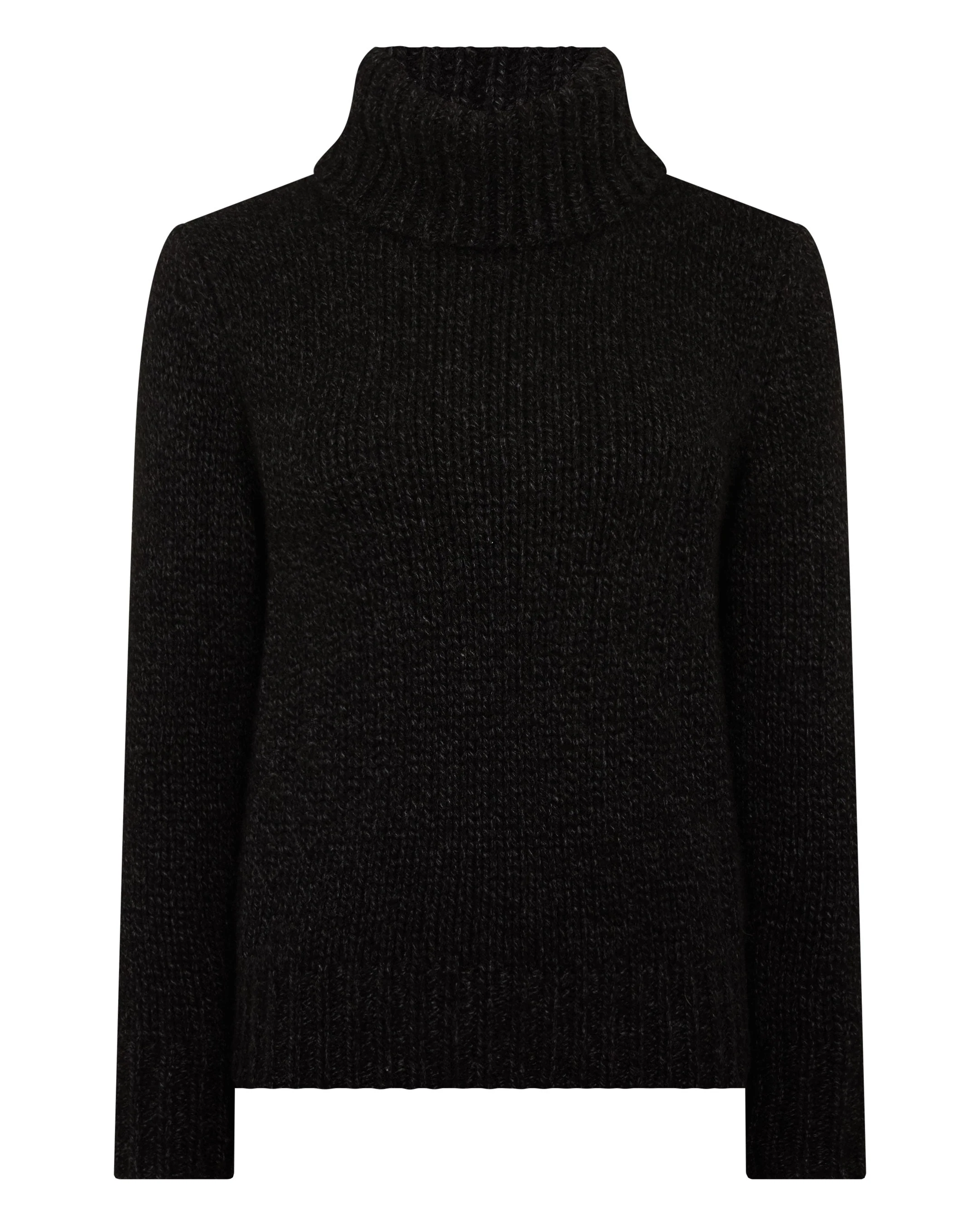 Women's Hazel Super Chunky Turtle Neck Cashmere Sweater Charcoal Grey Melange