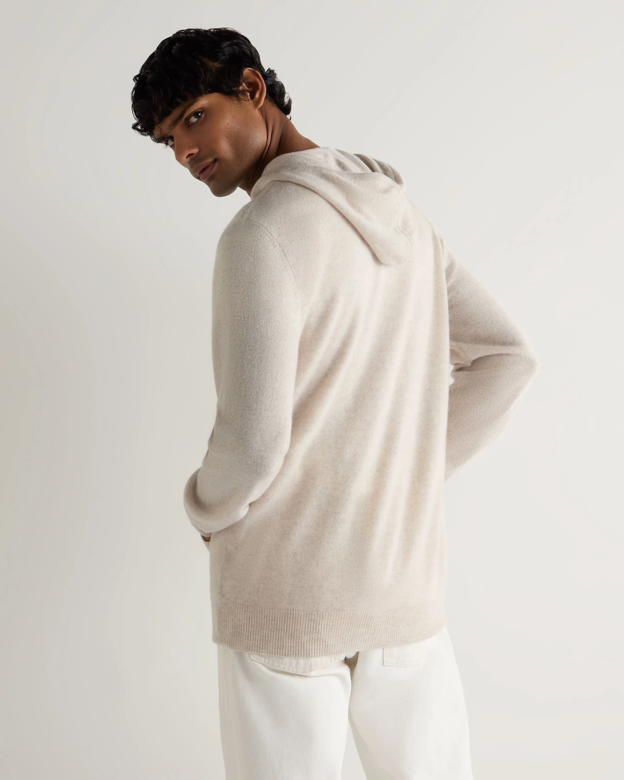 Men's Ladbroke Cashmere Hoodie Pebble Grey