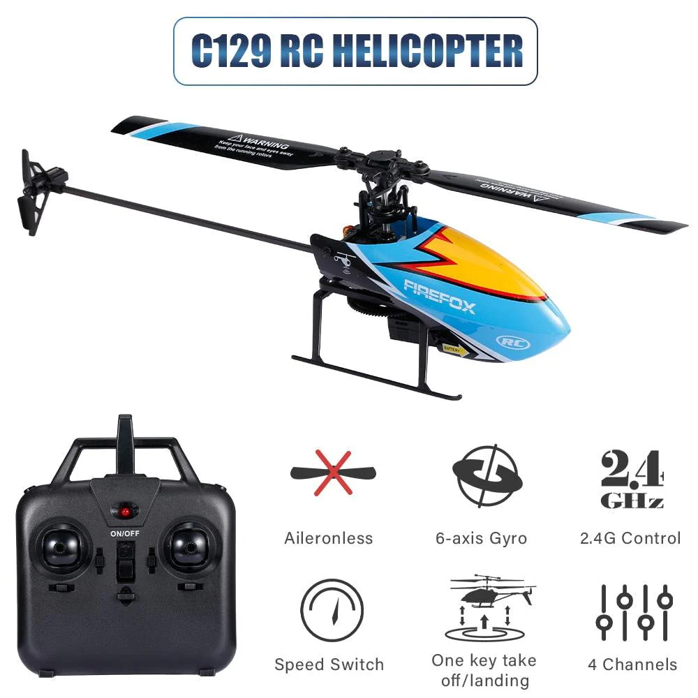 FIREFOX C129 Rc Helicopter - 4CH 6-axis Gyro Mini RC Helicopter Toys Gift for Adult Kids VS C119 / V911S Upgrade Version