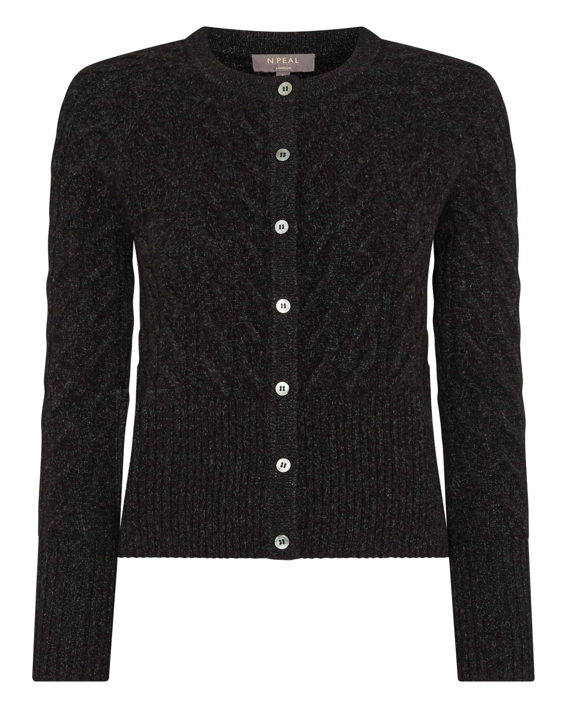 Women's Myla Cable Cashmere Cardigan Charcoal Grey Melange