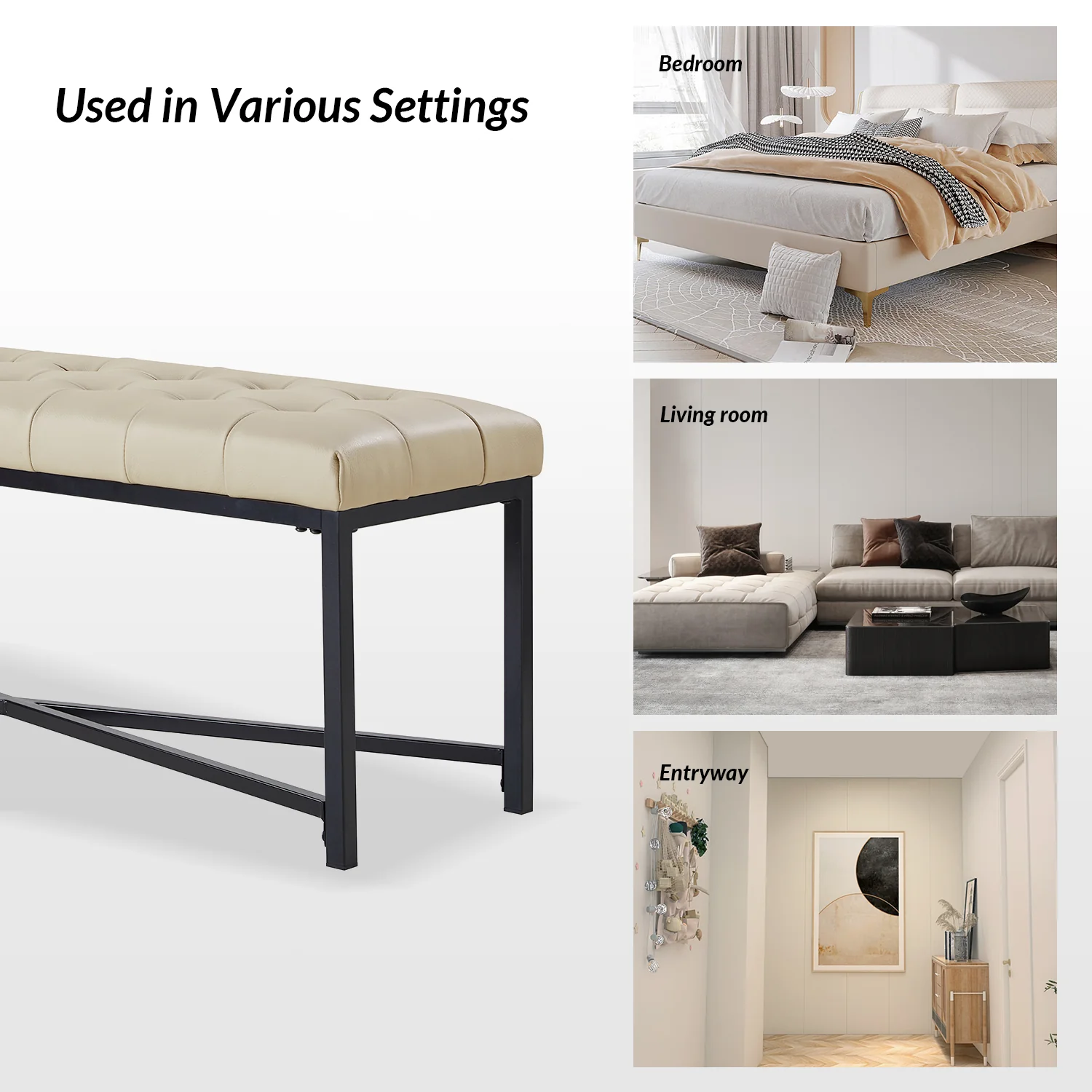 Arnold Upholstered Flip Top Storage Bench in Beige