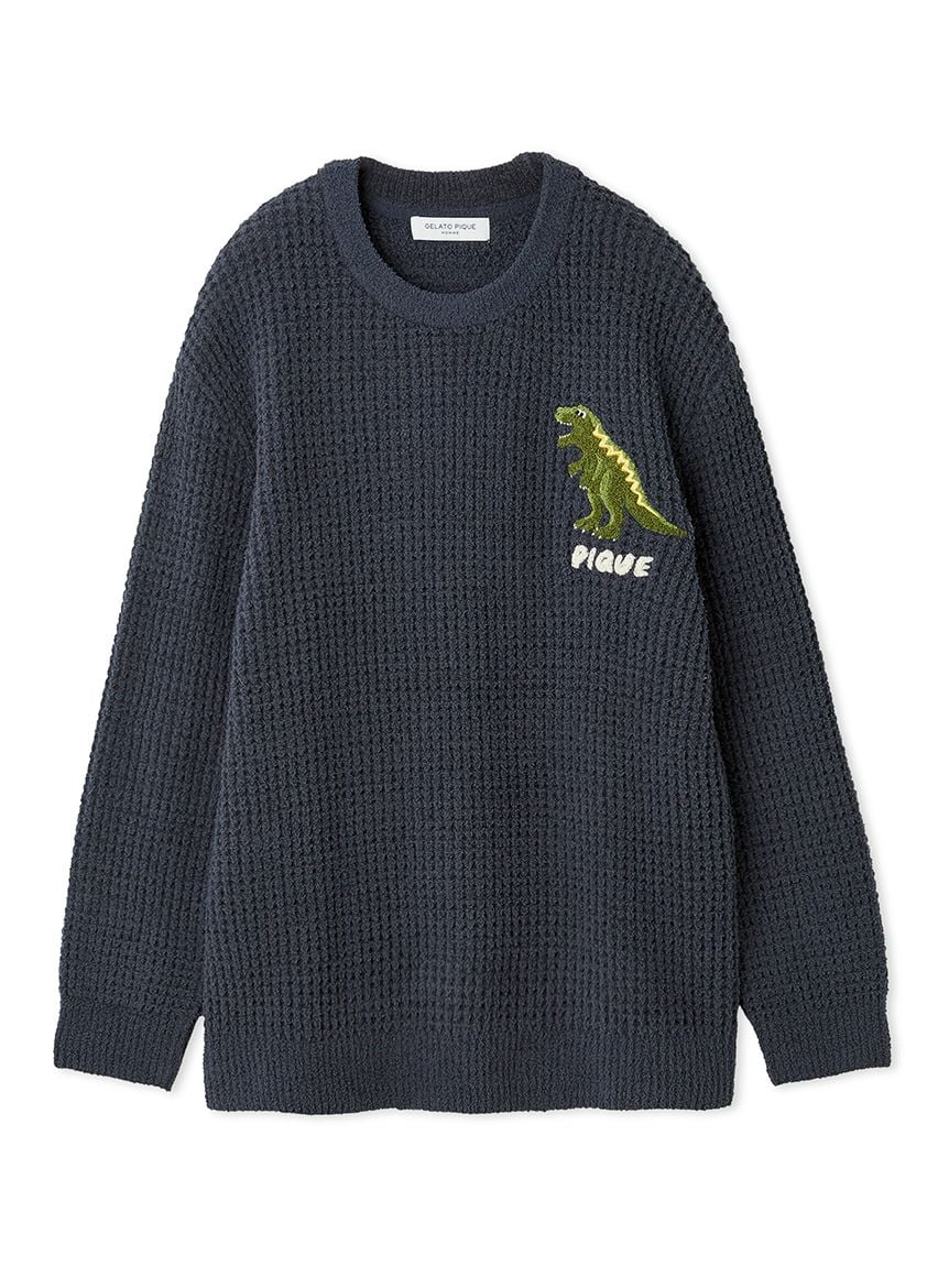 Mens Waffle Dinosaur Pullover