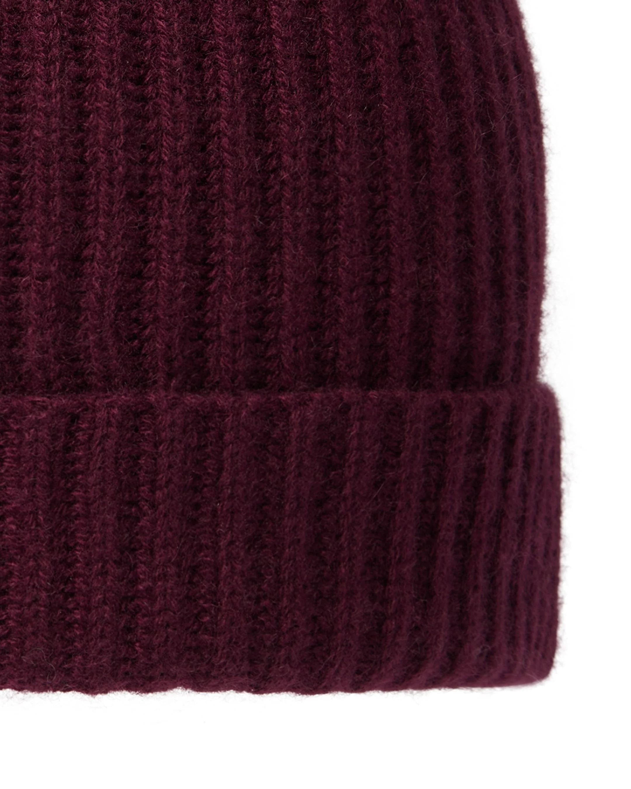 Unisex Ribbed Cashmere Hat Bordeaux Red