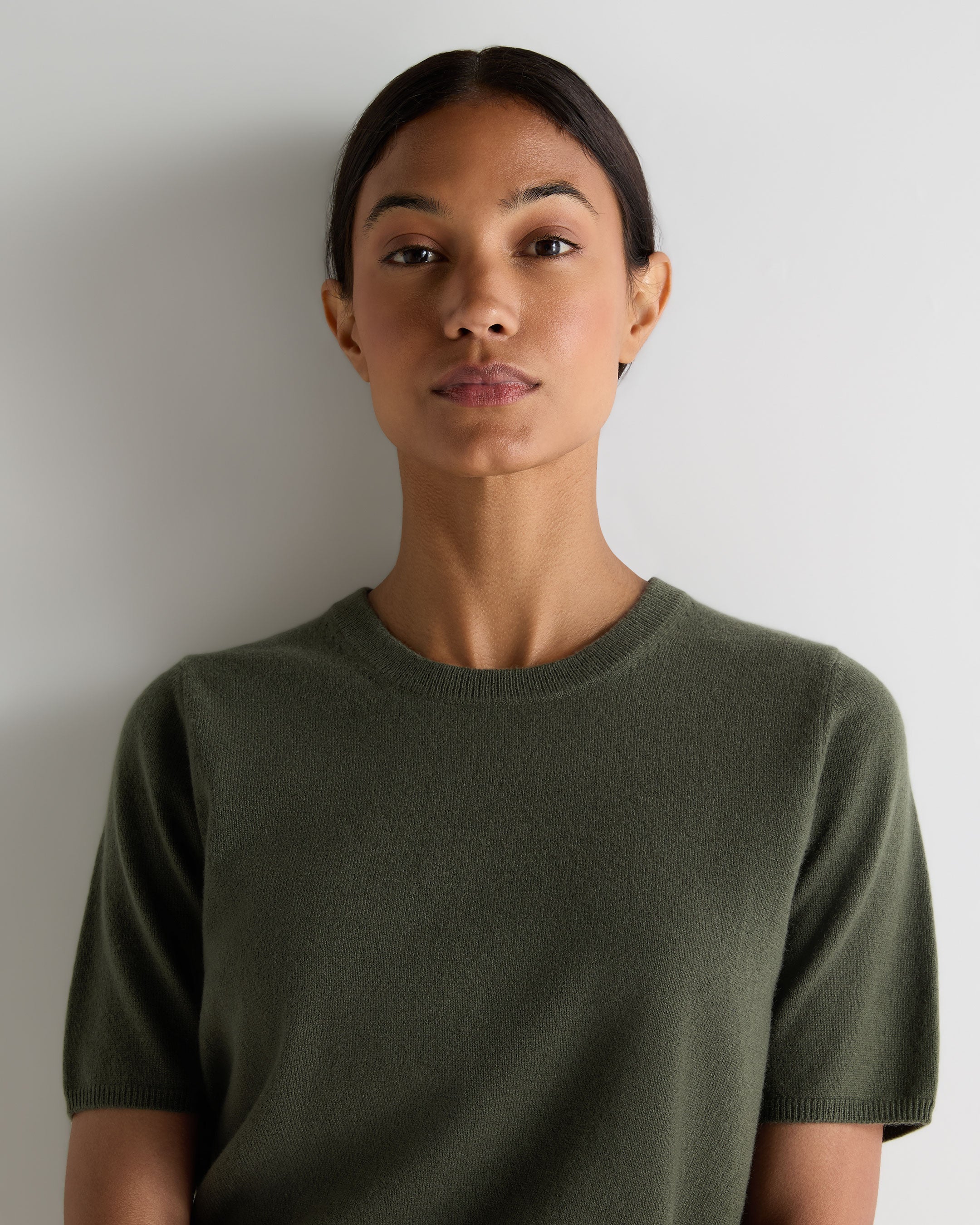 Women's Milly Classic Cashmere T-Shirt Army Green