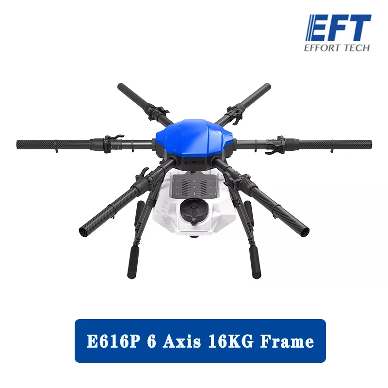 EFT E616P 16L Agriculture Drone - 6 Axis Drone Frame 16L Water Tank Spreader System Sprayer With Hobbywing X8 power, JIYI K++ V2, Skydroid H12, Tattu 12S 22000mAh Battery