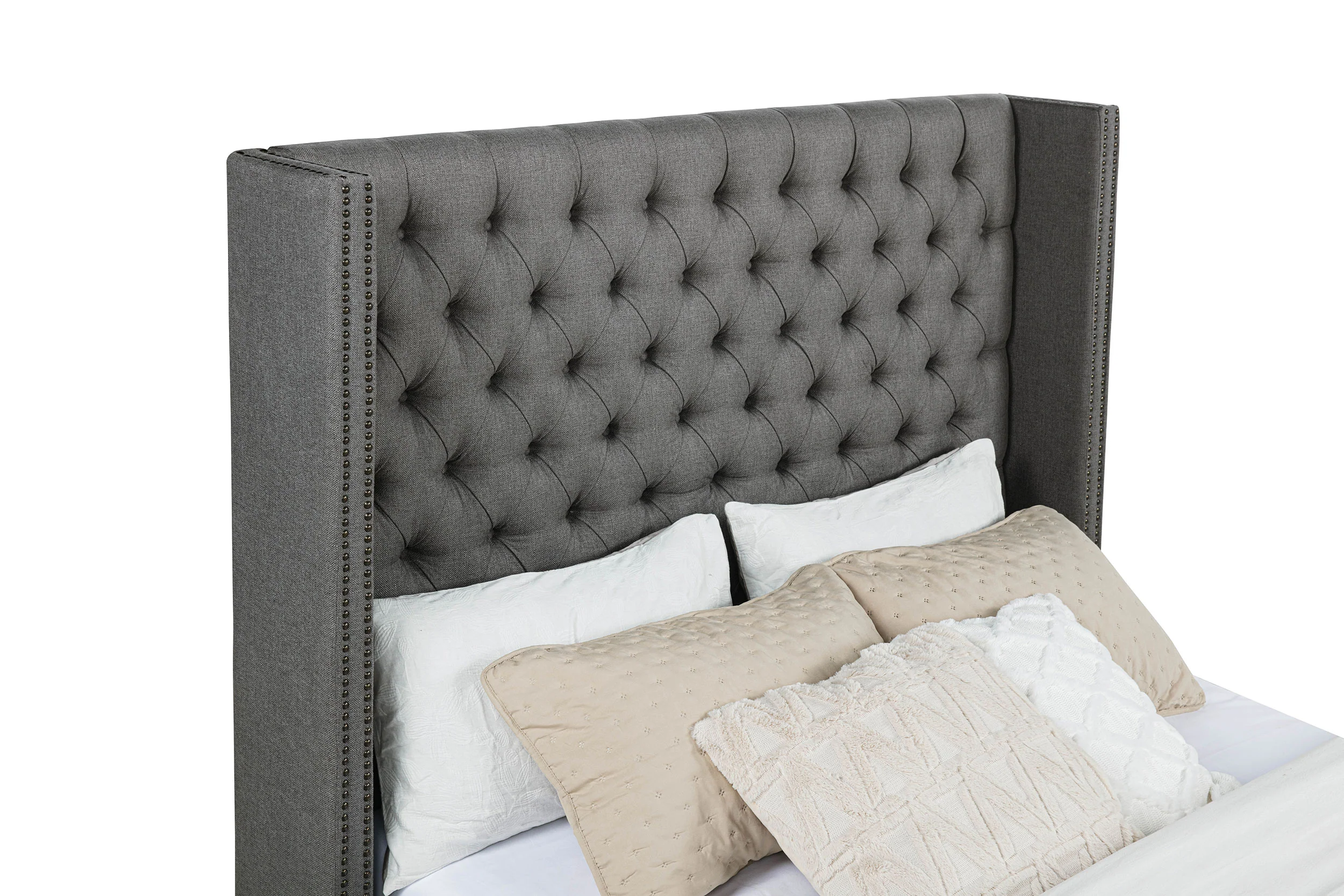 Bancroft Upholstered Wingback Bed Grey
