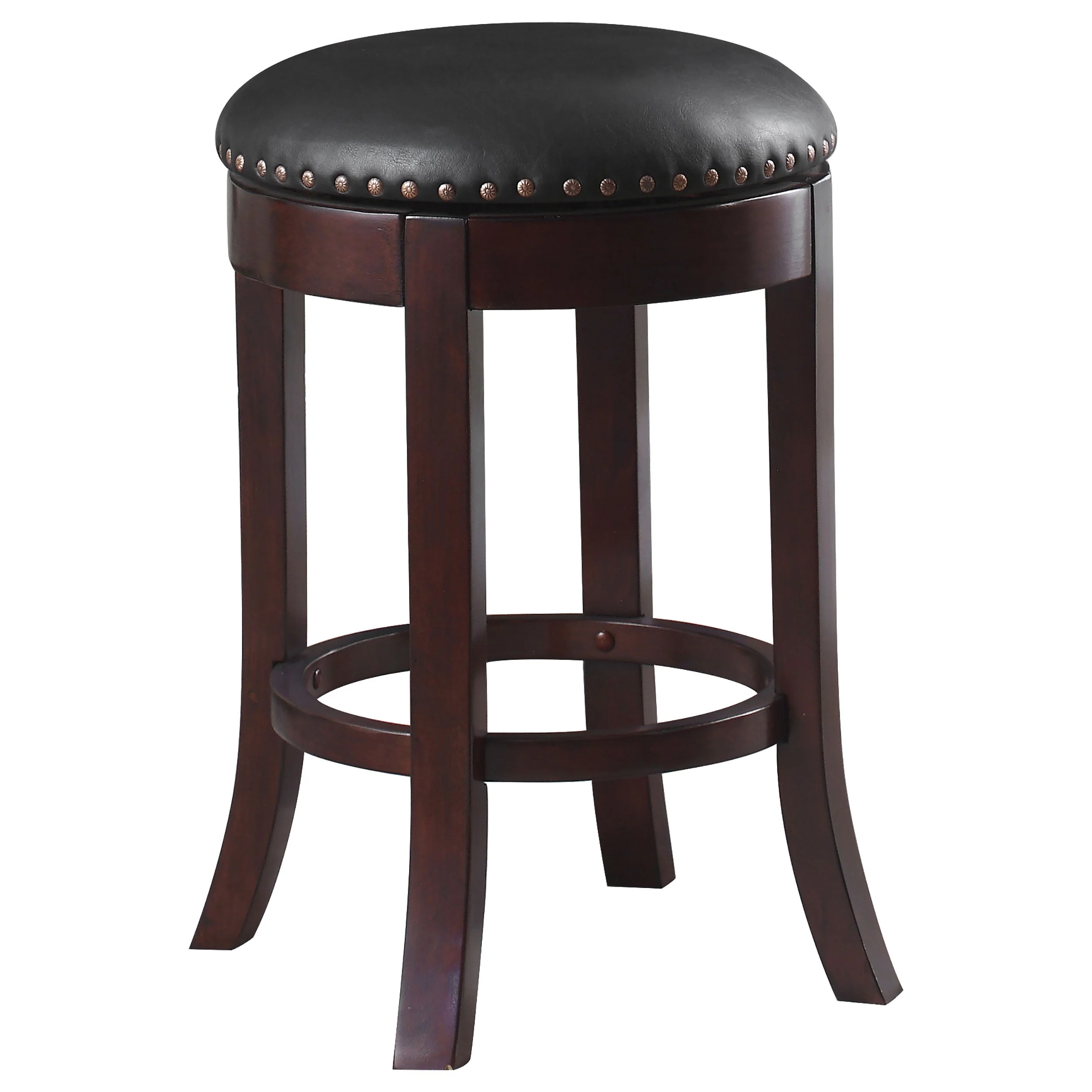 Aboushi Backless Swivel Bar Stool Brown (Set of 2)