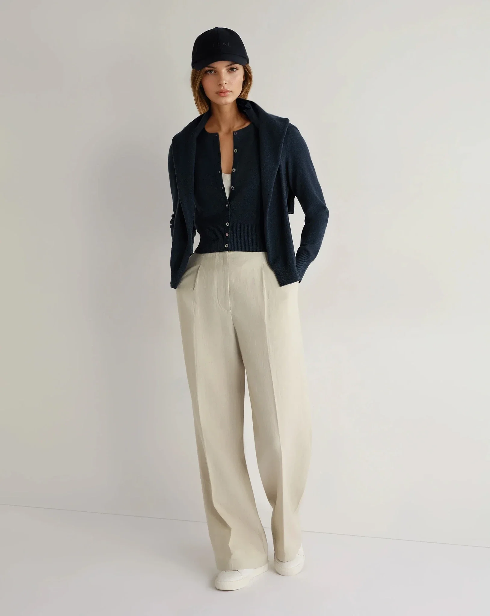 Women's Ivy Cropped Cashmere Cardigan Indigo Blue