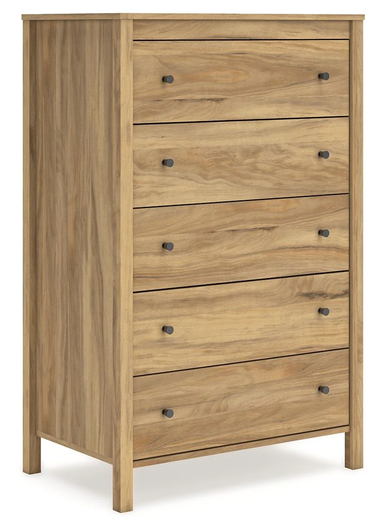 Bermacy - Five Drawer Chest - Light Brown