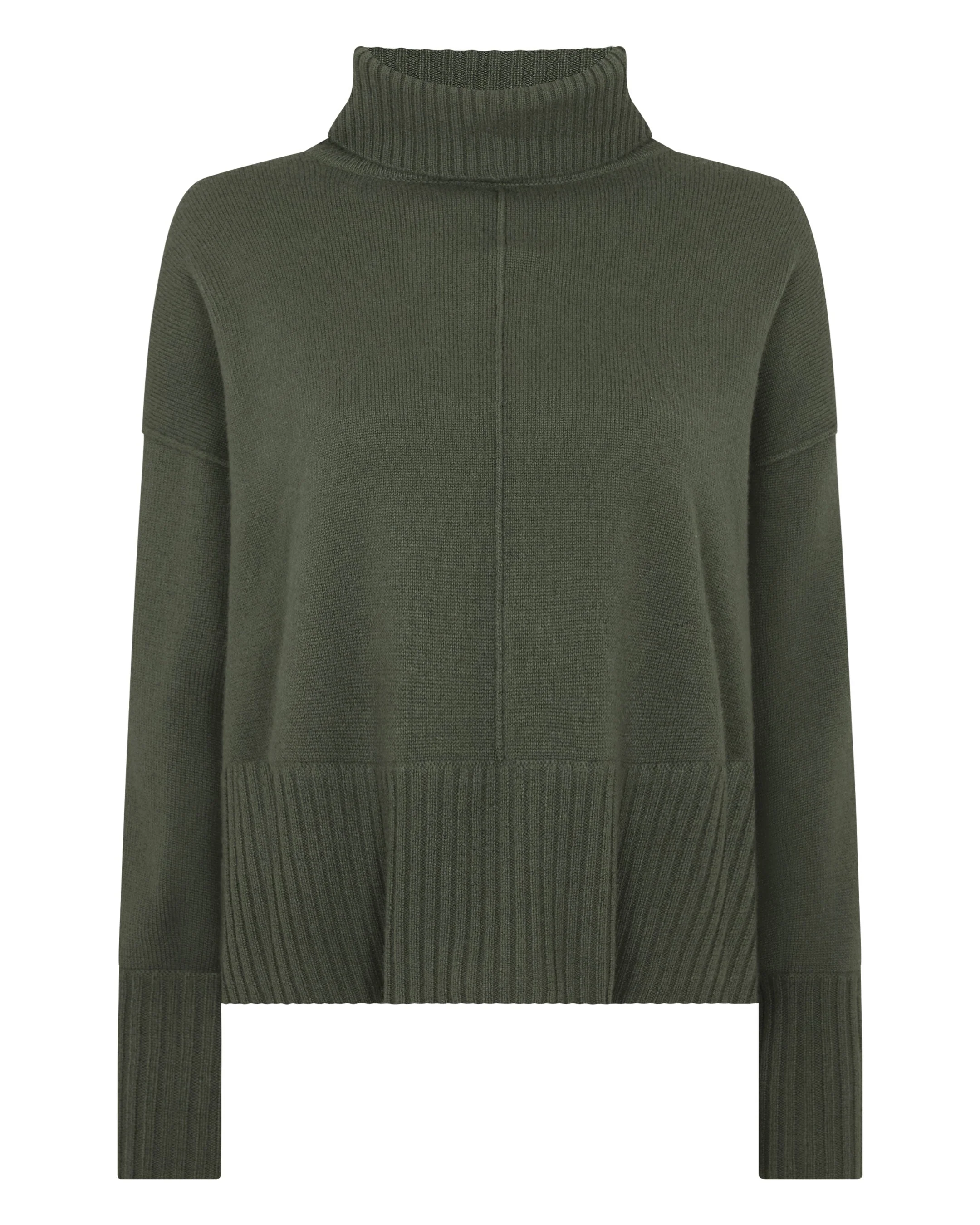 Women's Mollie Metal Turtle Neck Cashmere Sweater Army Green
