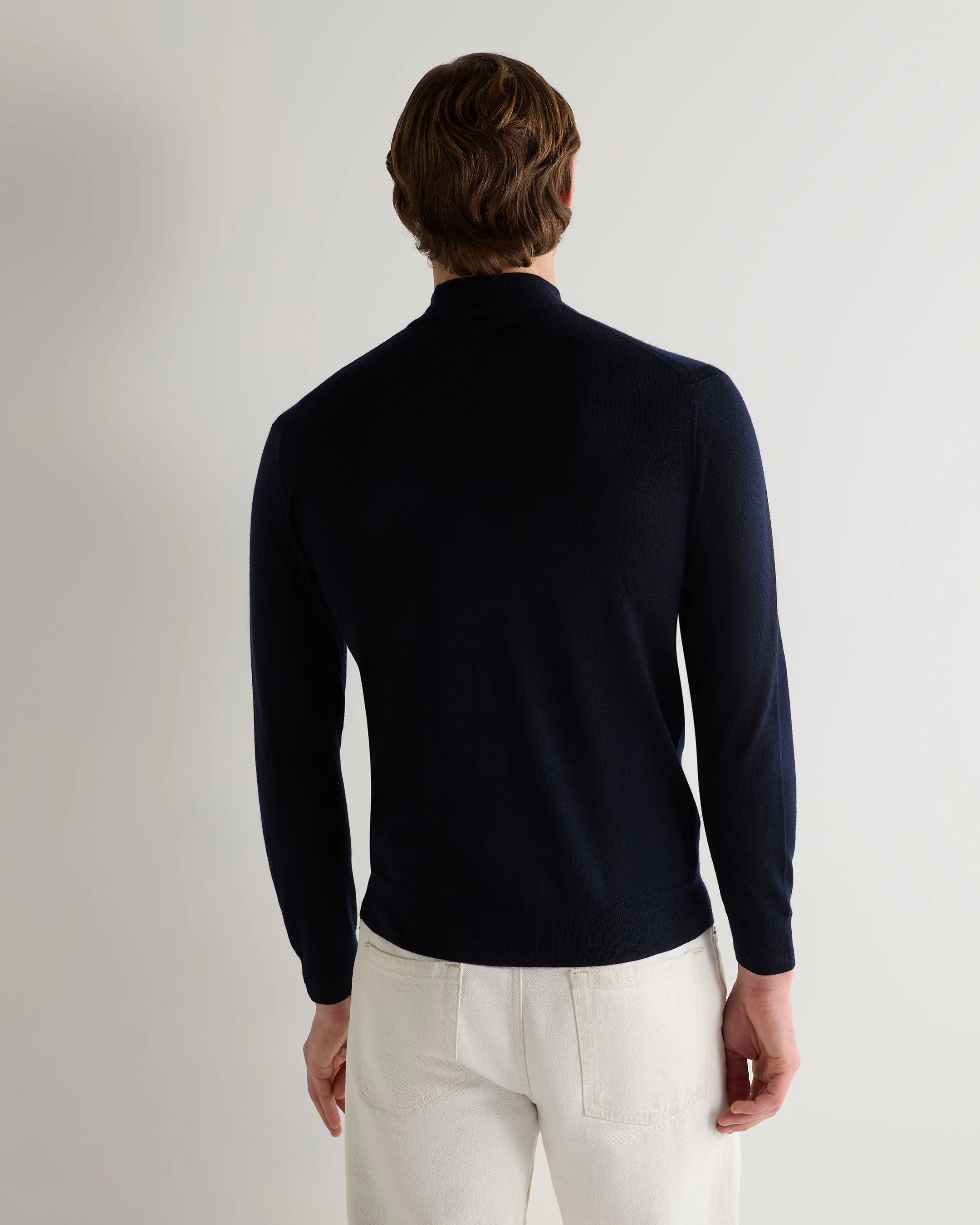 Men's Fine Gauge Cashmere Turtle Neck Jumper Navy Blue