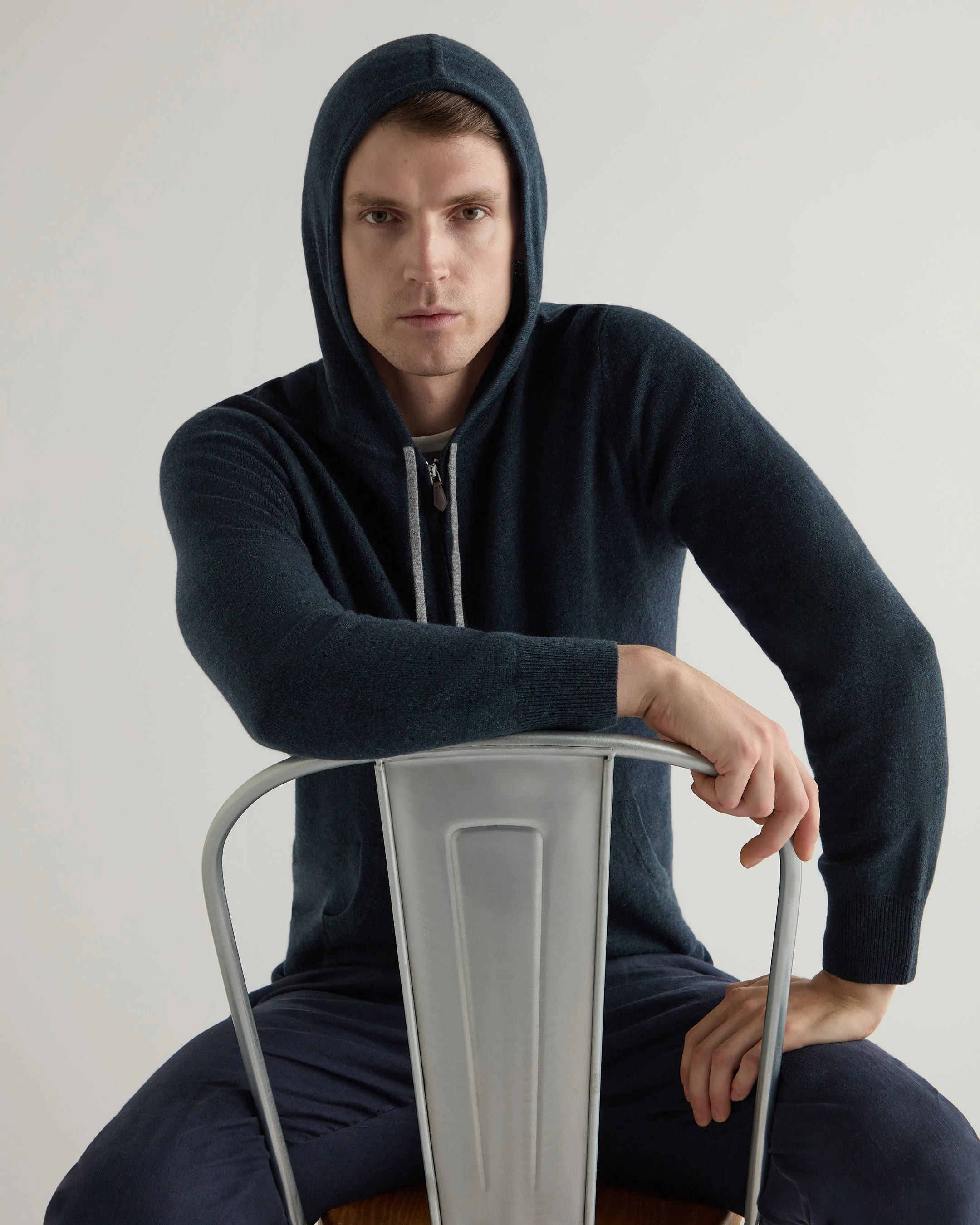 Men's Ladbroke Cashmere Hoodie Indigo Blue