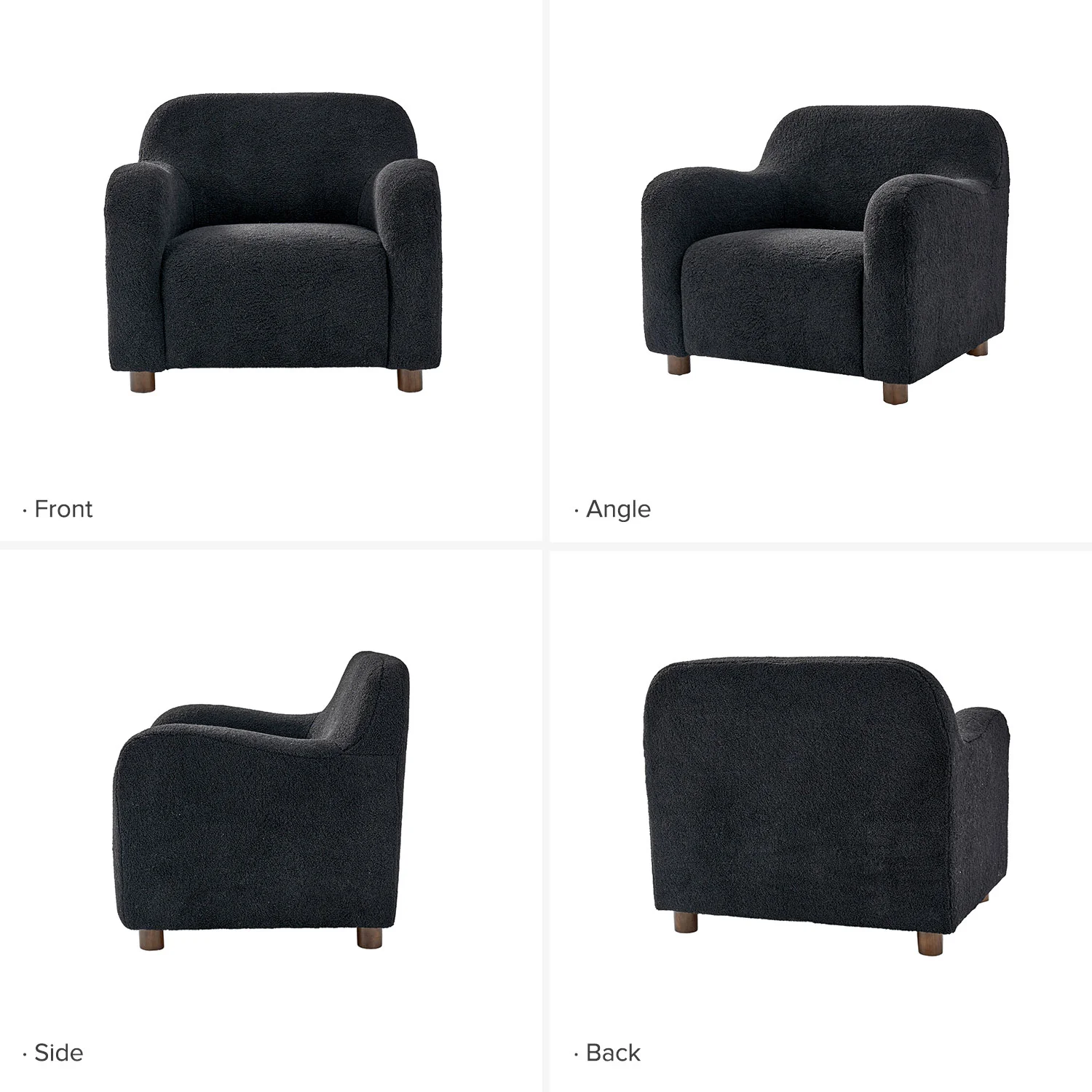 Bernie Boucle Upholstered Armchair in Black