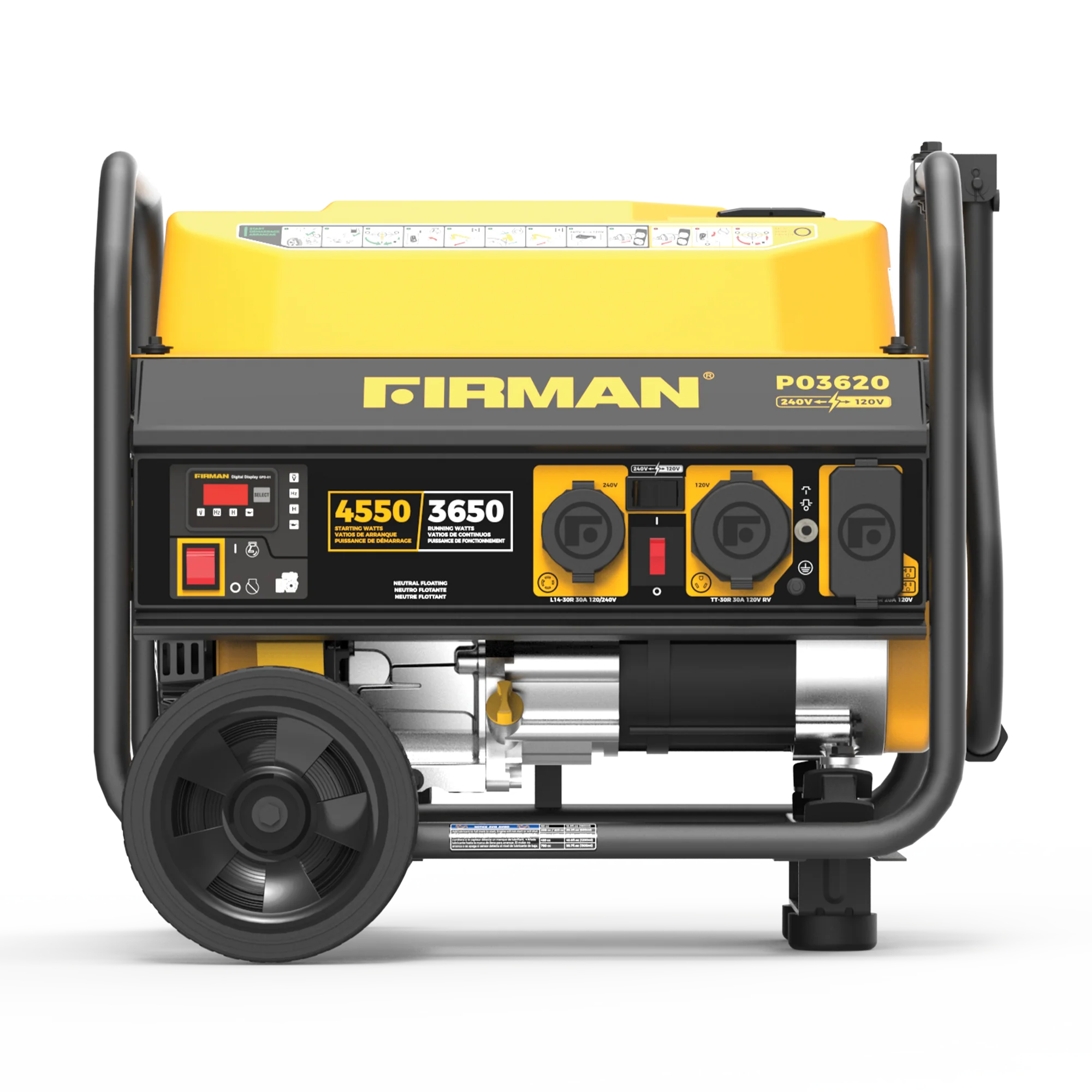 Gas Portable Generator 4550W Recoil Start 120/240V