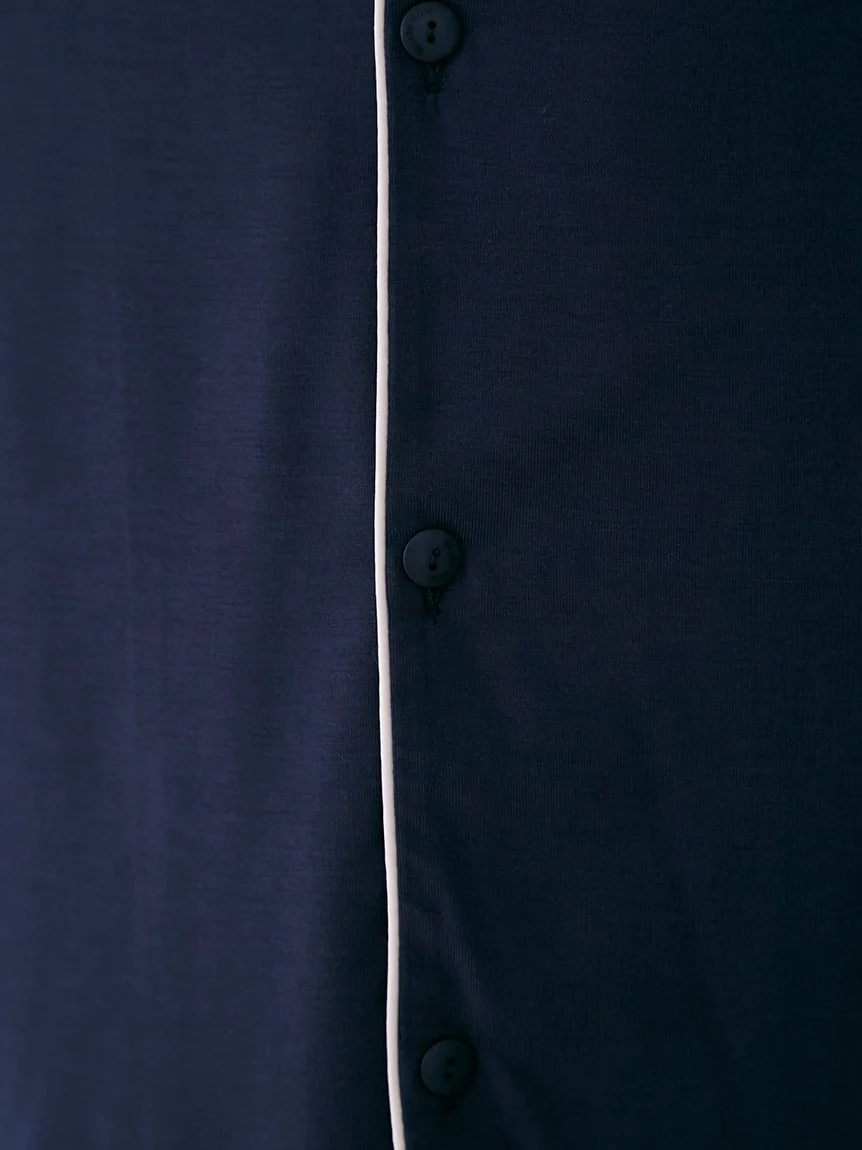 MEN's Rayon Long-Sleeve Sleep Shirt with Piping