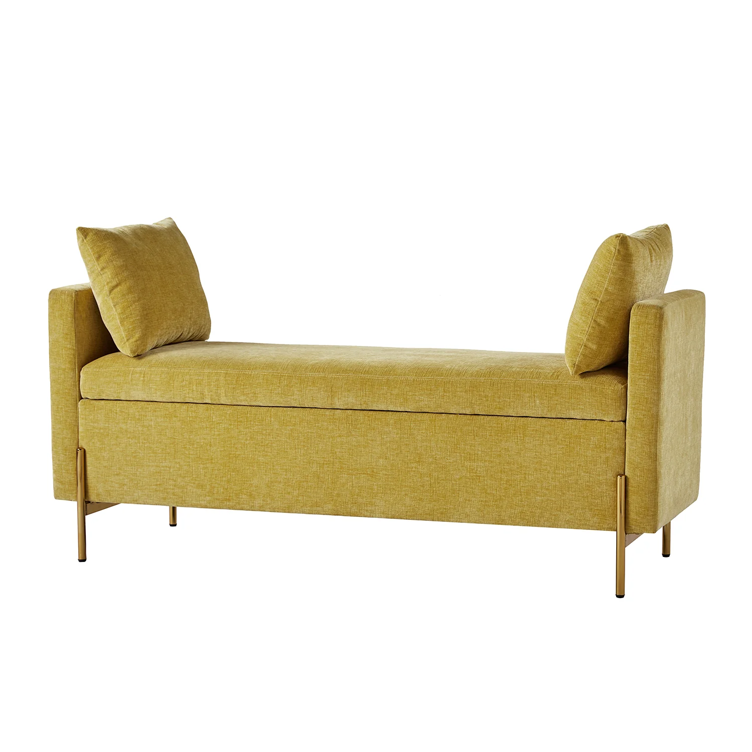 Arrigo Upholstered Flip Top Storage Bench in Mustard