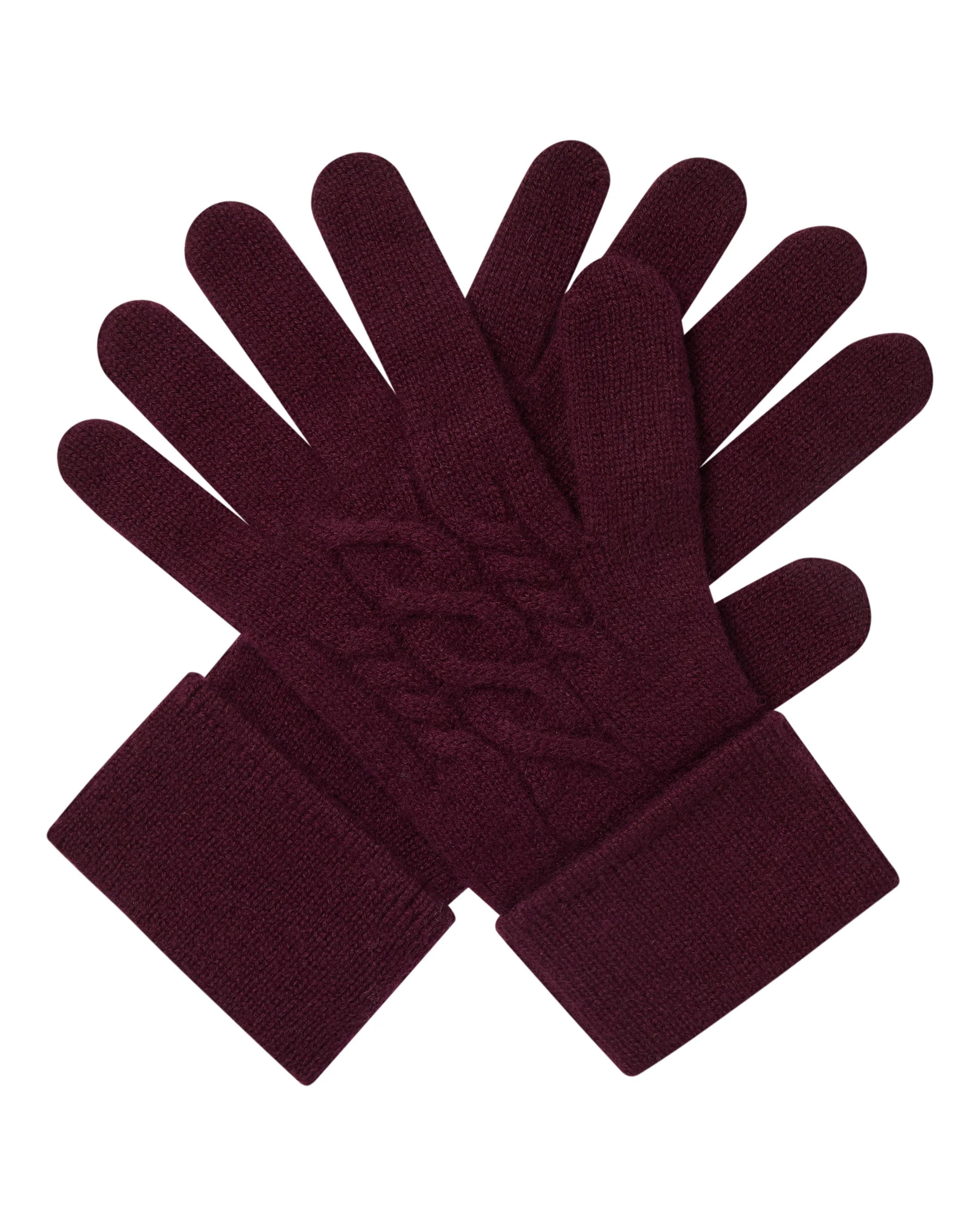 Women's Cable Cashmere Gloves Bordeaux Red