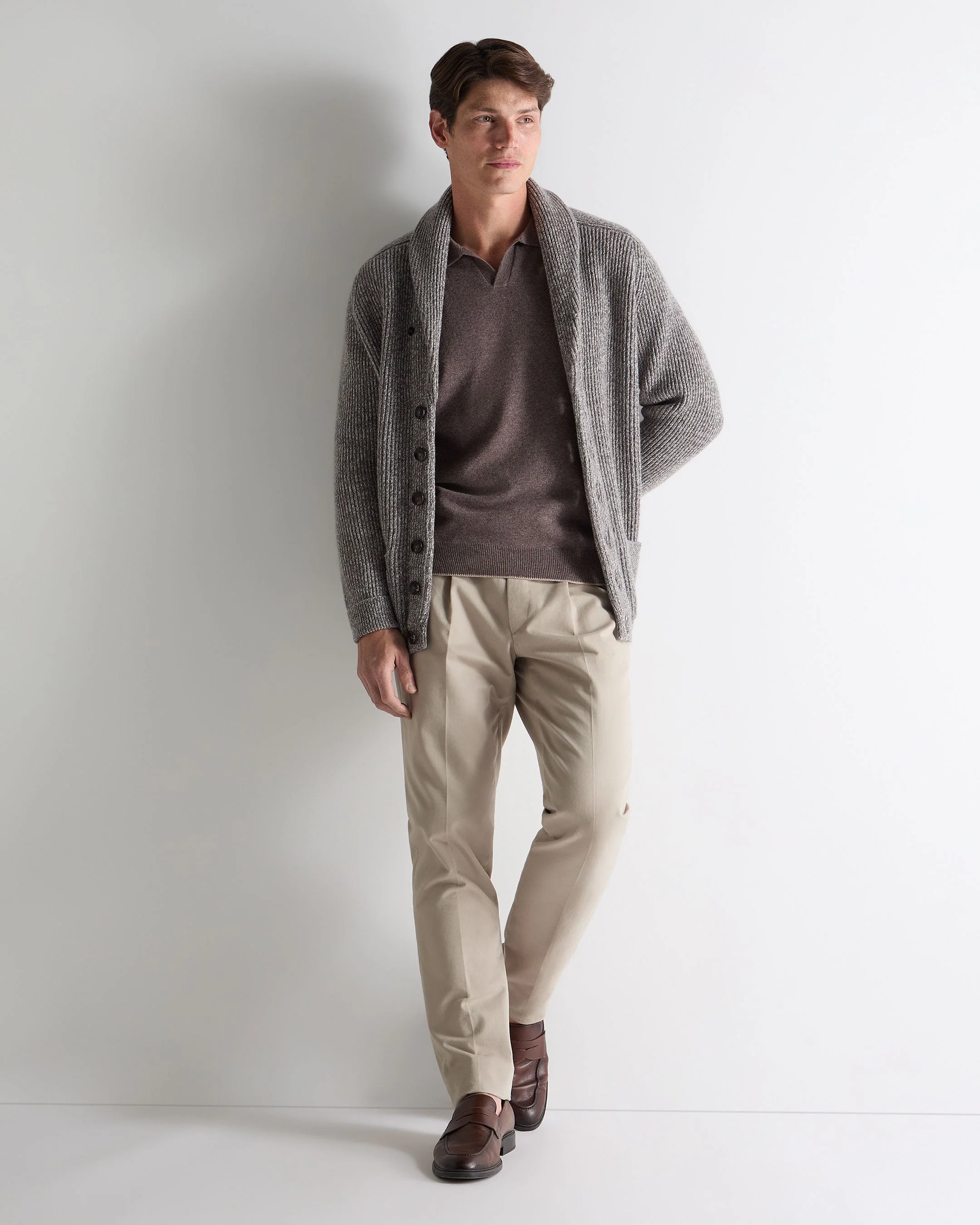 Men's Sloane Cashmere Polo Otter Brown