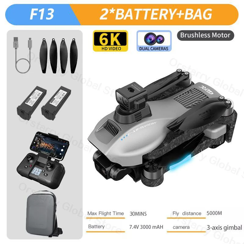 F13 Drone - 8K HD Camera 3Axis Gimbal Eis Anti Shake With GPS Repeater Brushless Motor Quadcopter RC Helicopter Toys Professional Camera Drone