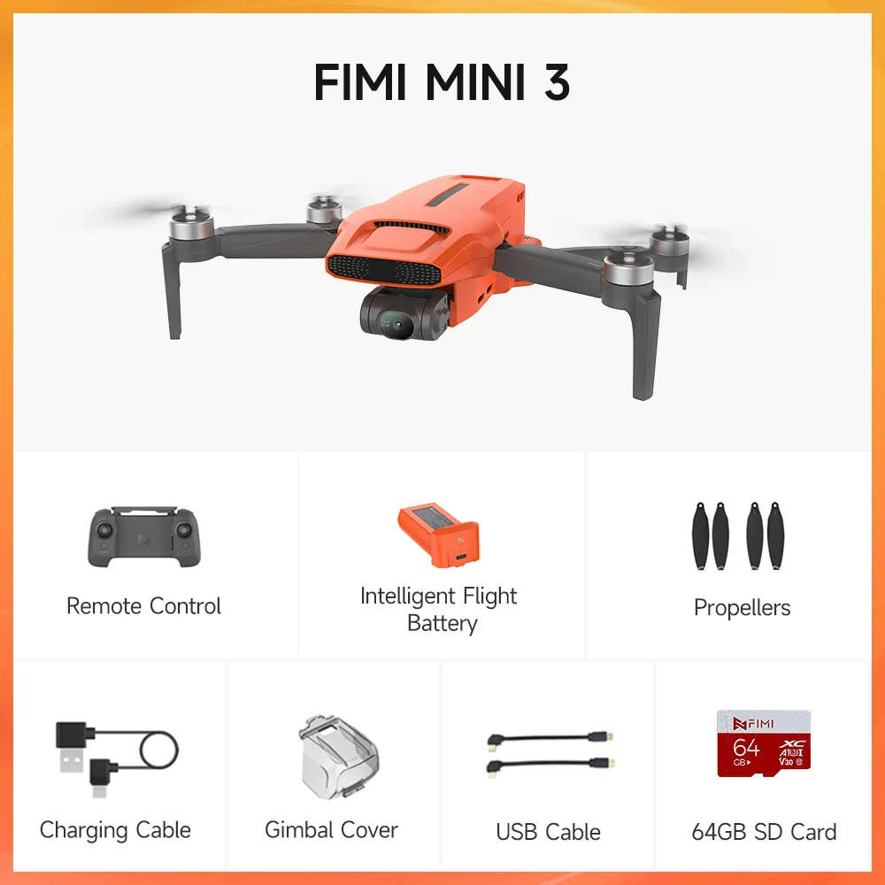 FIMI MINI 3 New Camera Drone - 249g 4K 60fps AI Super Night Video 9KM flight distance Sony 1/2-inch 48MP Sensor