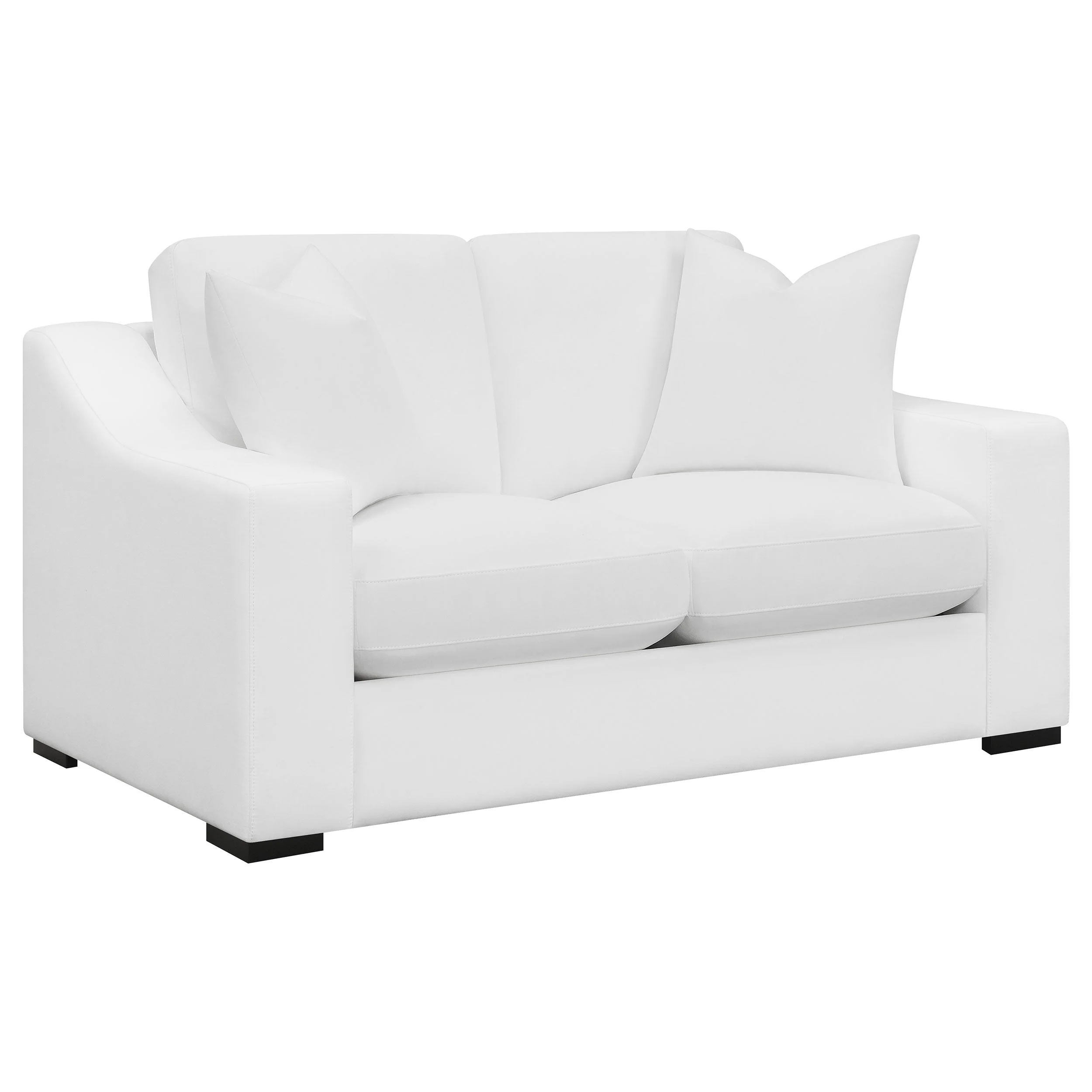 Ashlyn  Upholstered Sloped Arm Sofa Set White