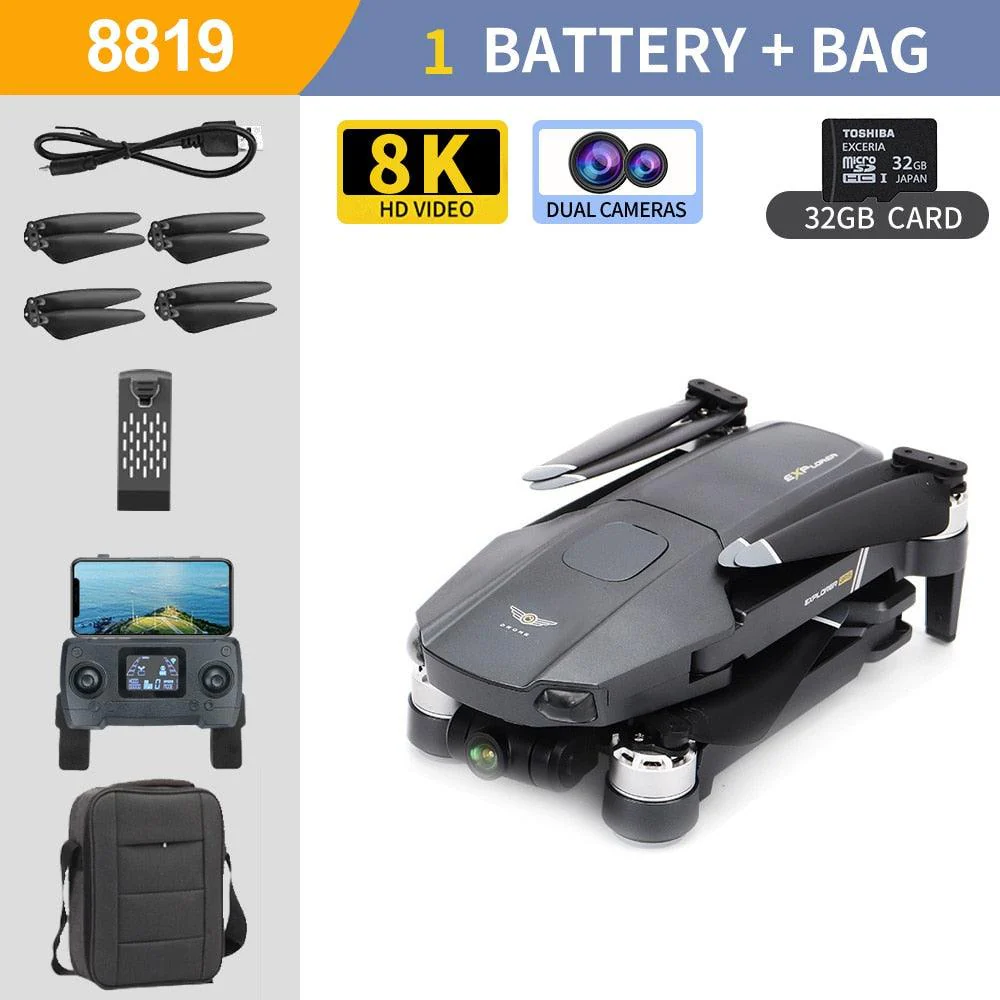 8819 Drone - 2023 NEW Drone Profesional Reperter GPS WIFI 3-Axis Gimbal  Camera Helicopter Brushless Motor FPV 6K HD RC Quadcopter Aircraft Professional Camera Drone