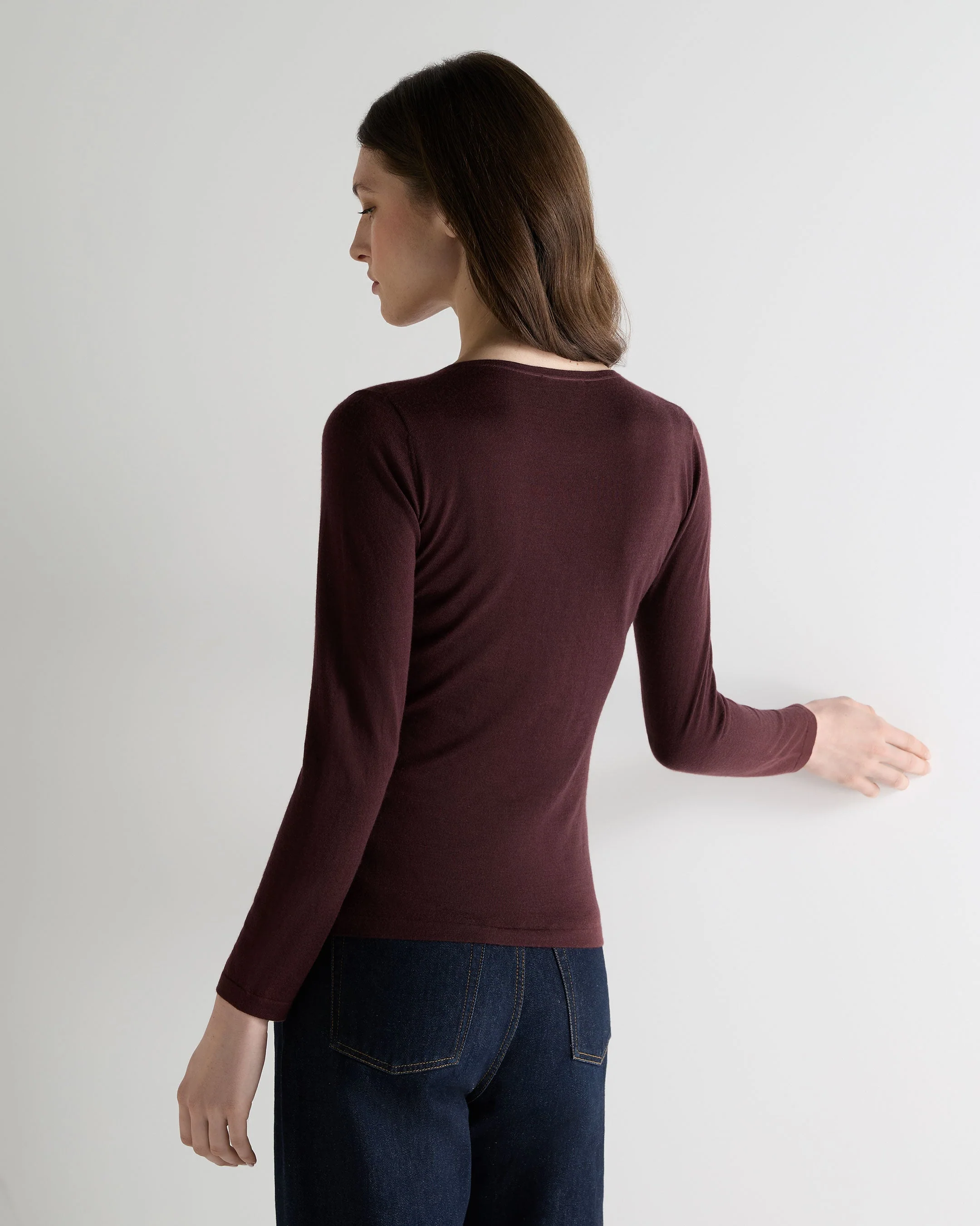 Women's Imogen Superfine Cashmere V Neck Sweater Claret Red