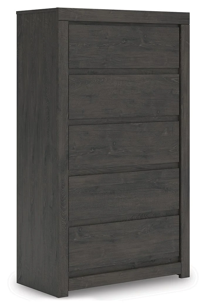Fraluna - Five Drawer Chest - Charcoal