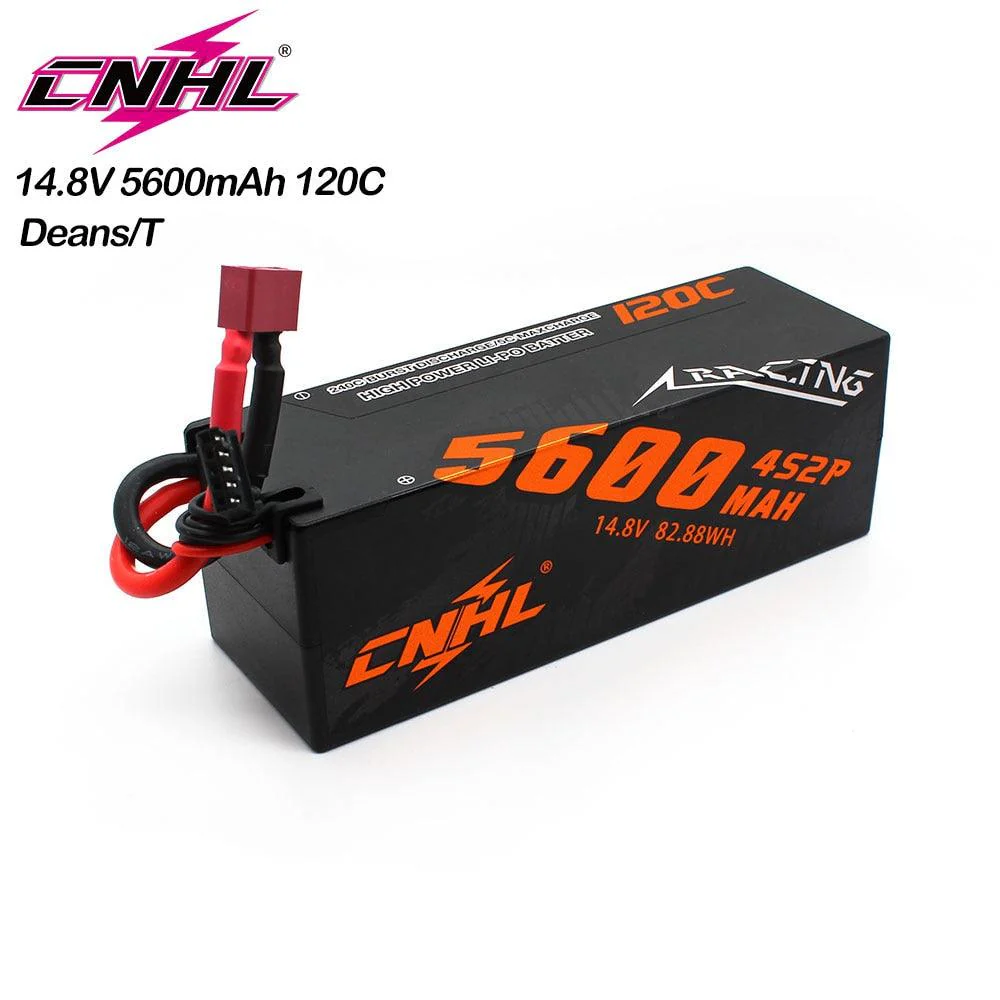 CNHL 14.8V 5600mAh Lipo 4S Battery for FPV Drone - 120C Racing Series Hard Case With Deans Plug For RC Car Rally Truck Buggy Rally Off-Road Boat