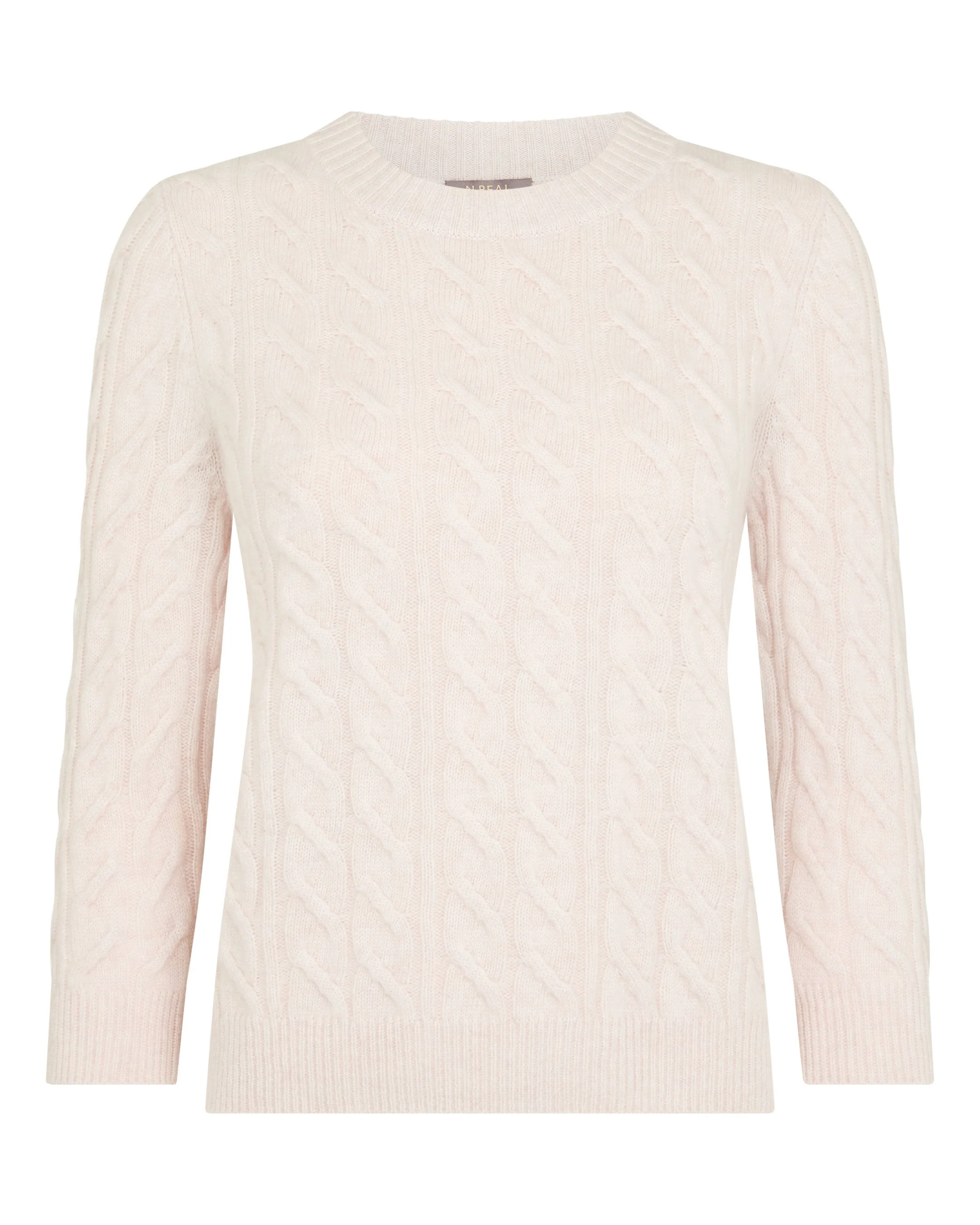 Women's Emilia Cable Round Neck Cashmere Sweater Frost White