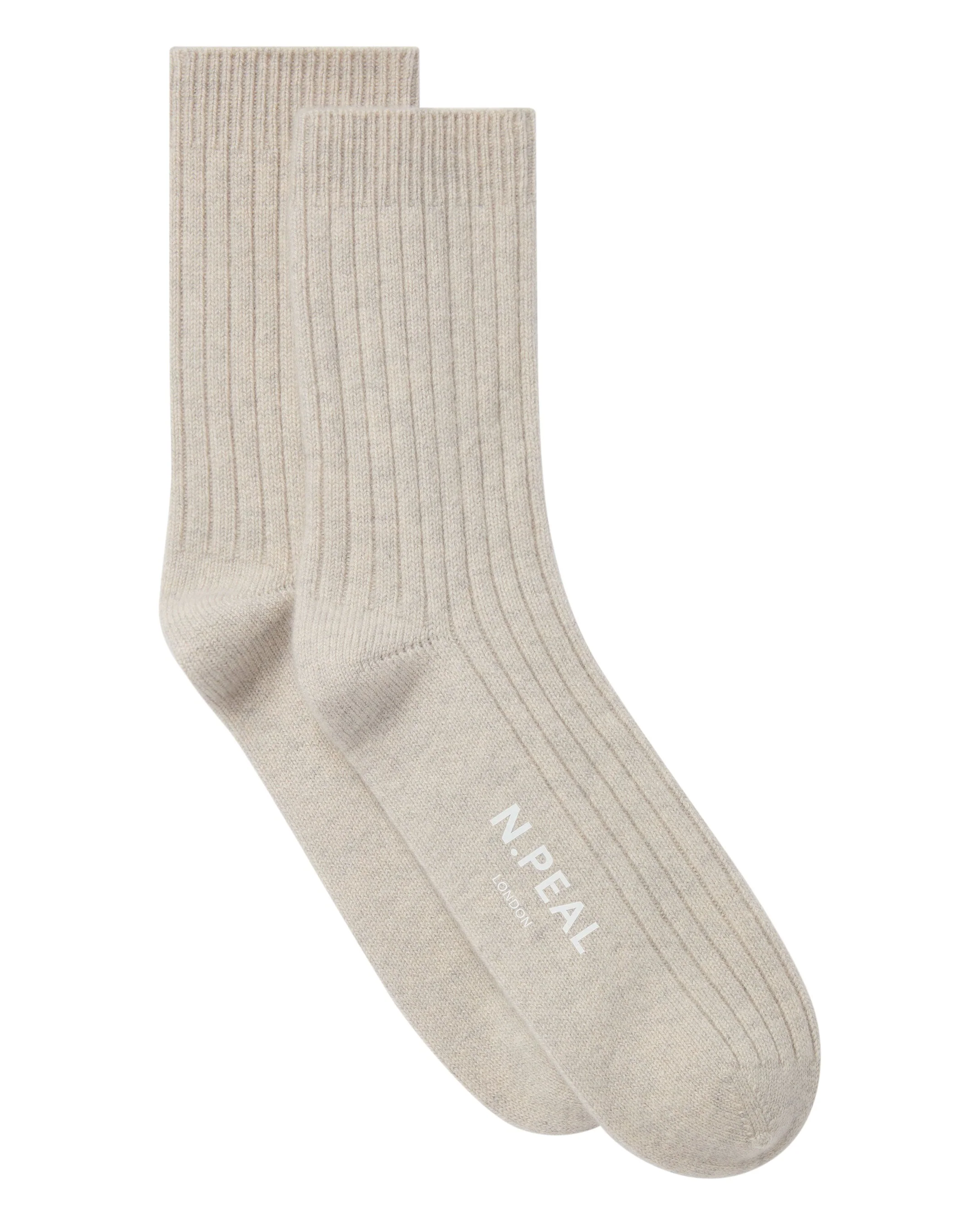Men's Rib Cashmere House Socks Pebble Grey