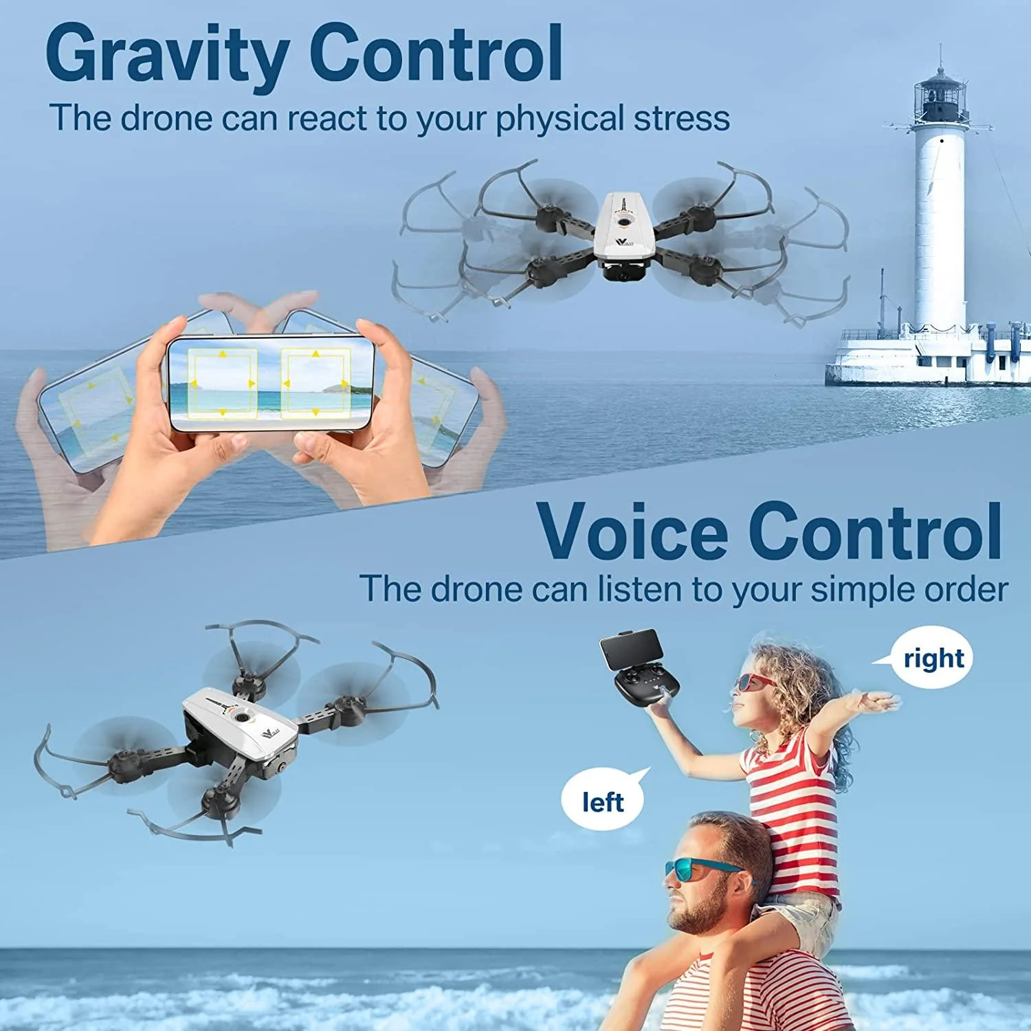 ATTOP X-Pack 3 Camera Drone - FPV Drone with Camera 1080P 164fts Range RC Drone with Voice/Gesture/Gravity Control Gift Ideas