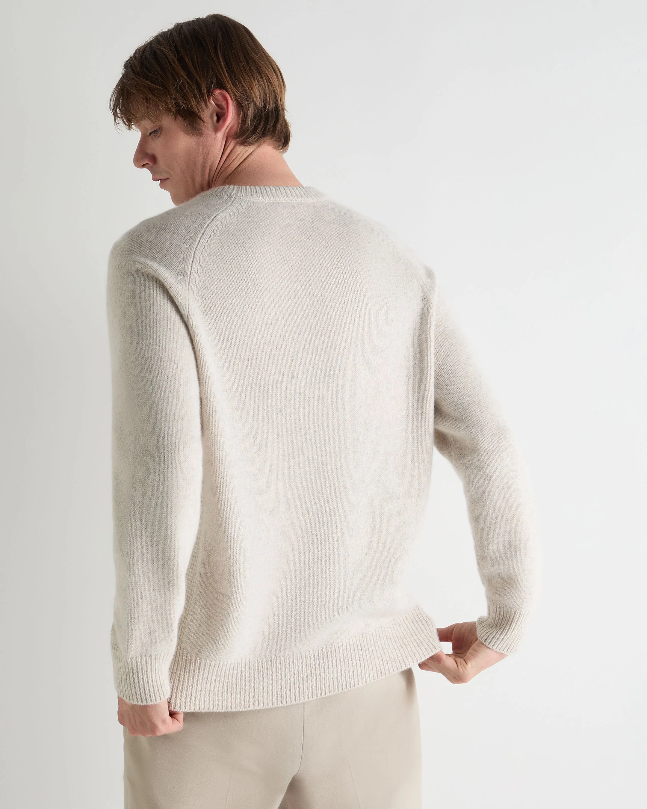 Men's Raglan Cashmere Sweater Ash Grey Marl