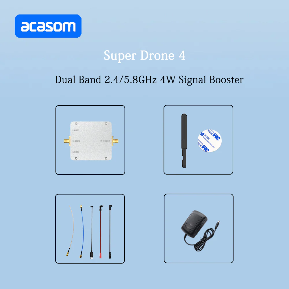 ACASOM 2.4G&5.8G 4W Dual Band Range Extender Amplifier Drone Signal Booster