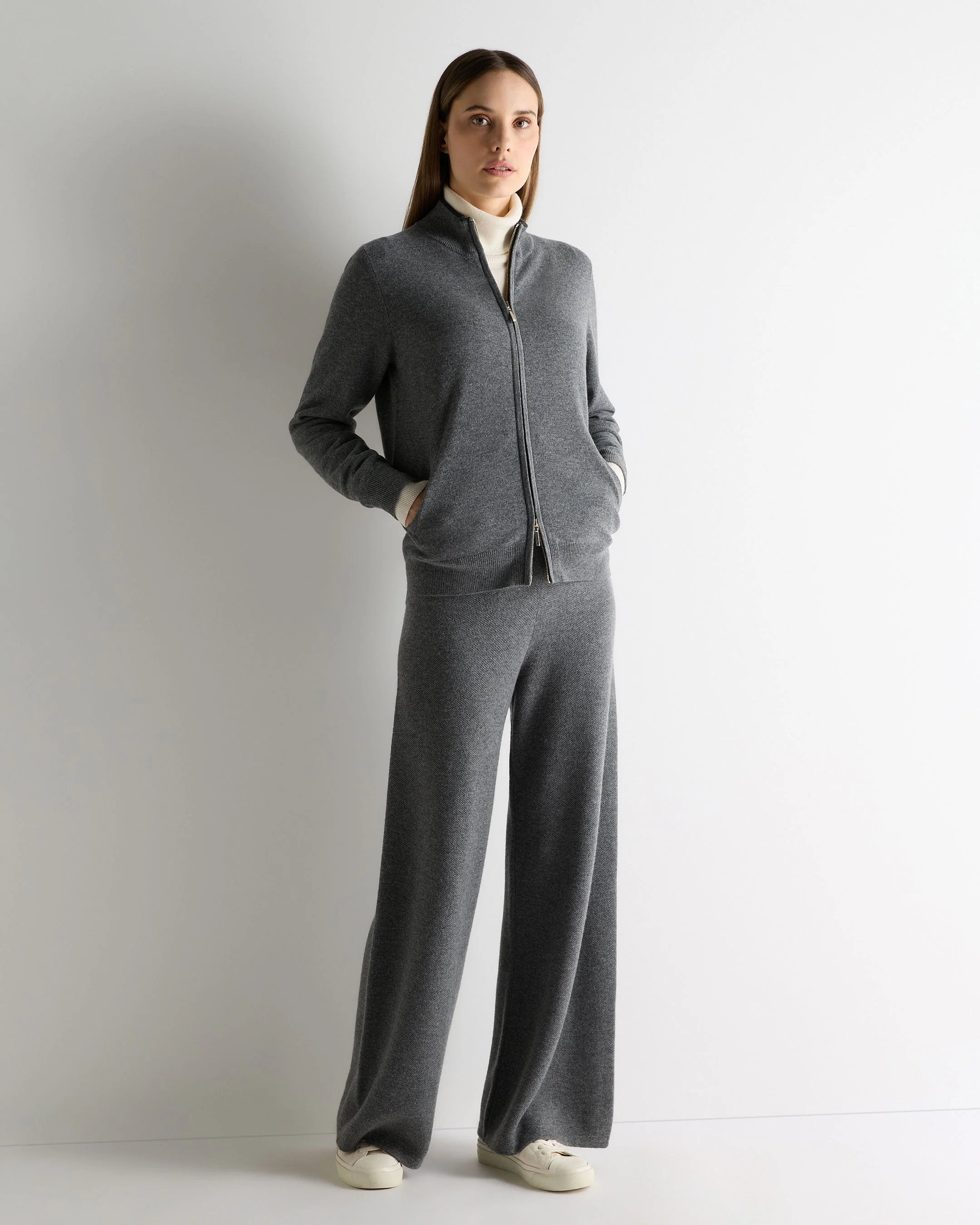 Women's Alisa Full Zip Cashmere Cardigan Elephant Grey