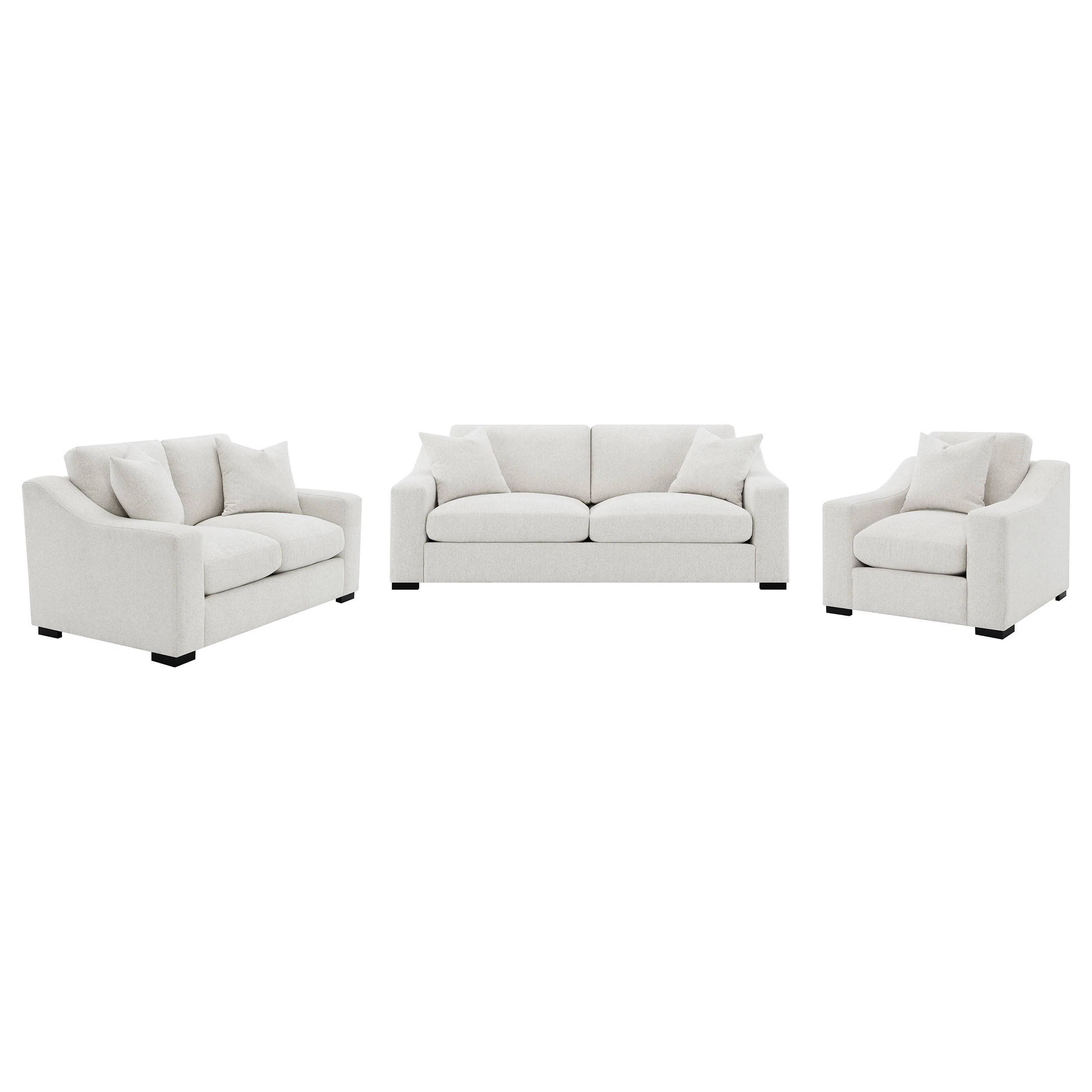 Ashlyn  Upholstered Track Arm Sofa Set Sand