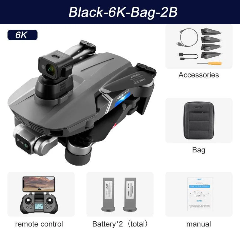 F4S Drone -  6K HD ESC Camera GPS WIFI FPV Brushless  Obstacle Avoidance Four Axis Foldable Remote Control Helicopter Toy Boy Professional Camera Drone