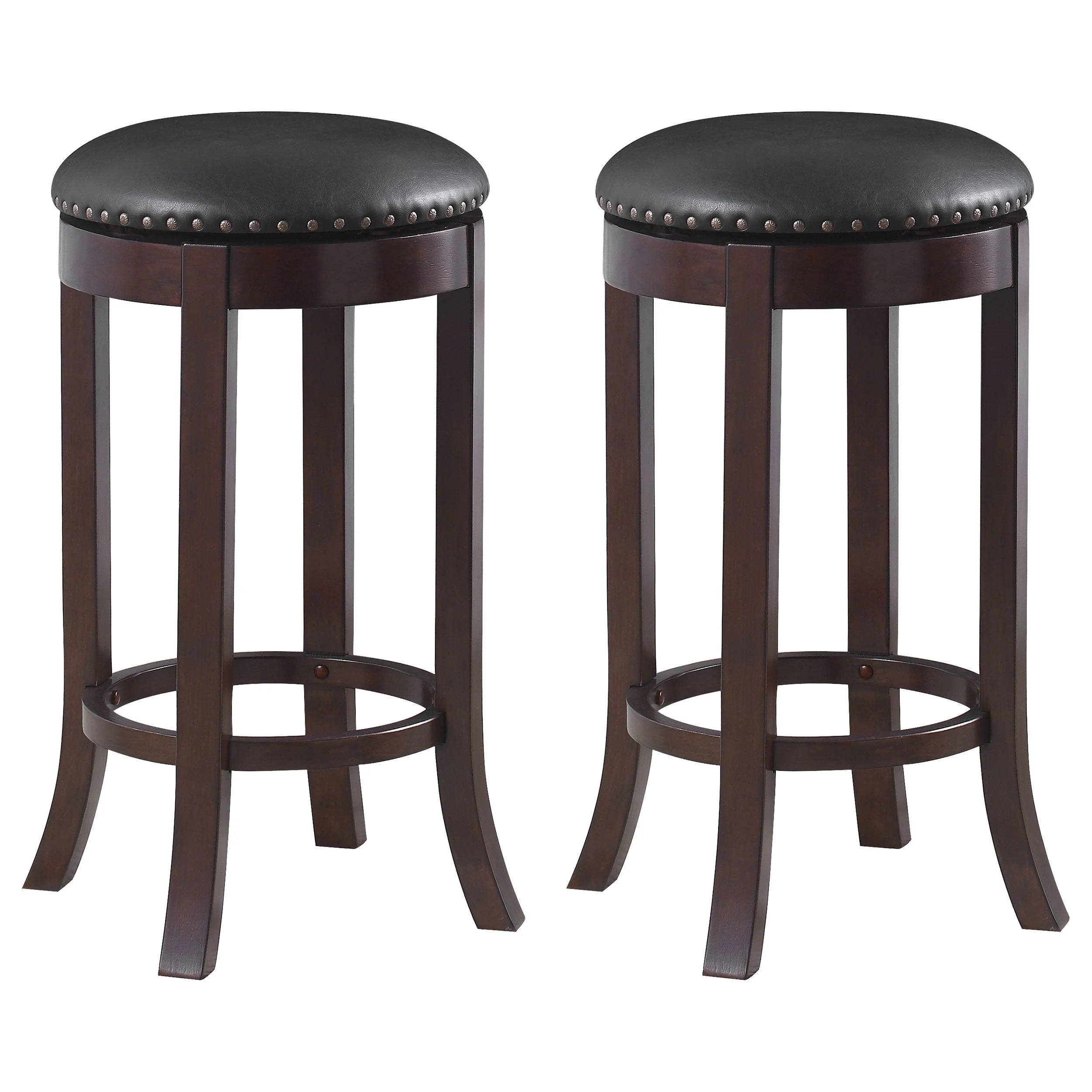 Aboushi Backless Swivel Bar Stool Brown (Set of 2)