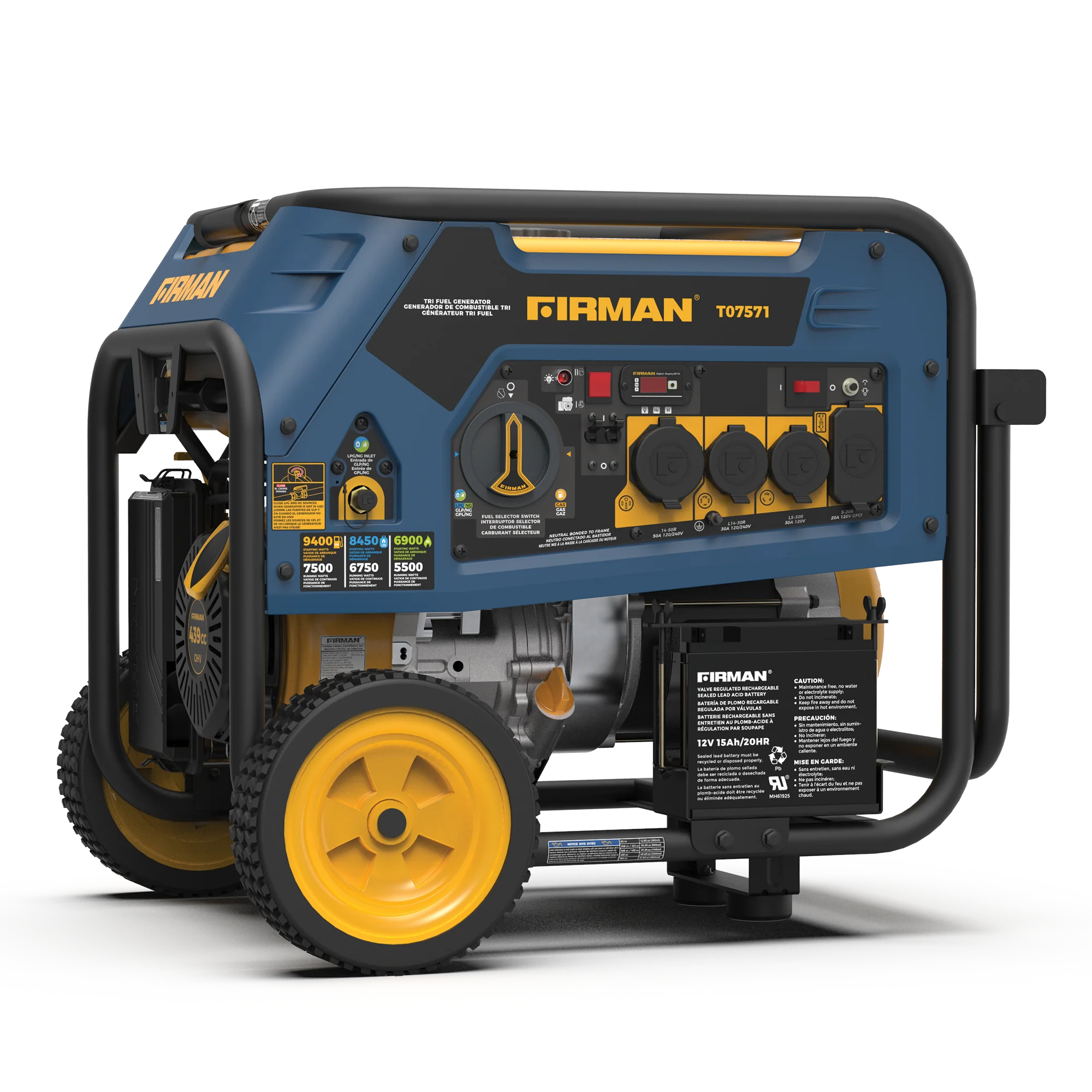 Refurbished Tri Fuel Portable Generator 7500W Electric Start 120/240V